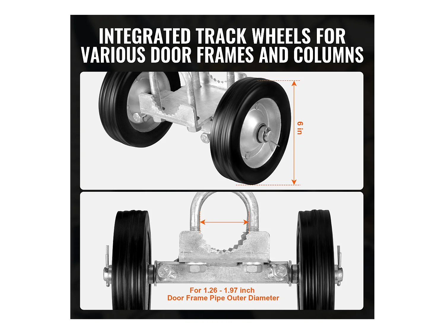 Kit de Portail Coulissant, SucceBuy Ensemble de Portail Coulissant 15,24 cm Réglable, Charge de 272 kg