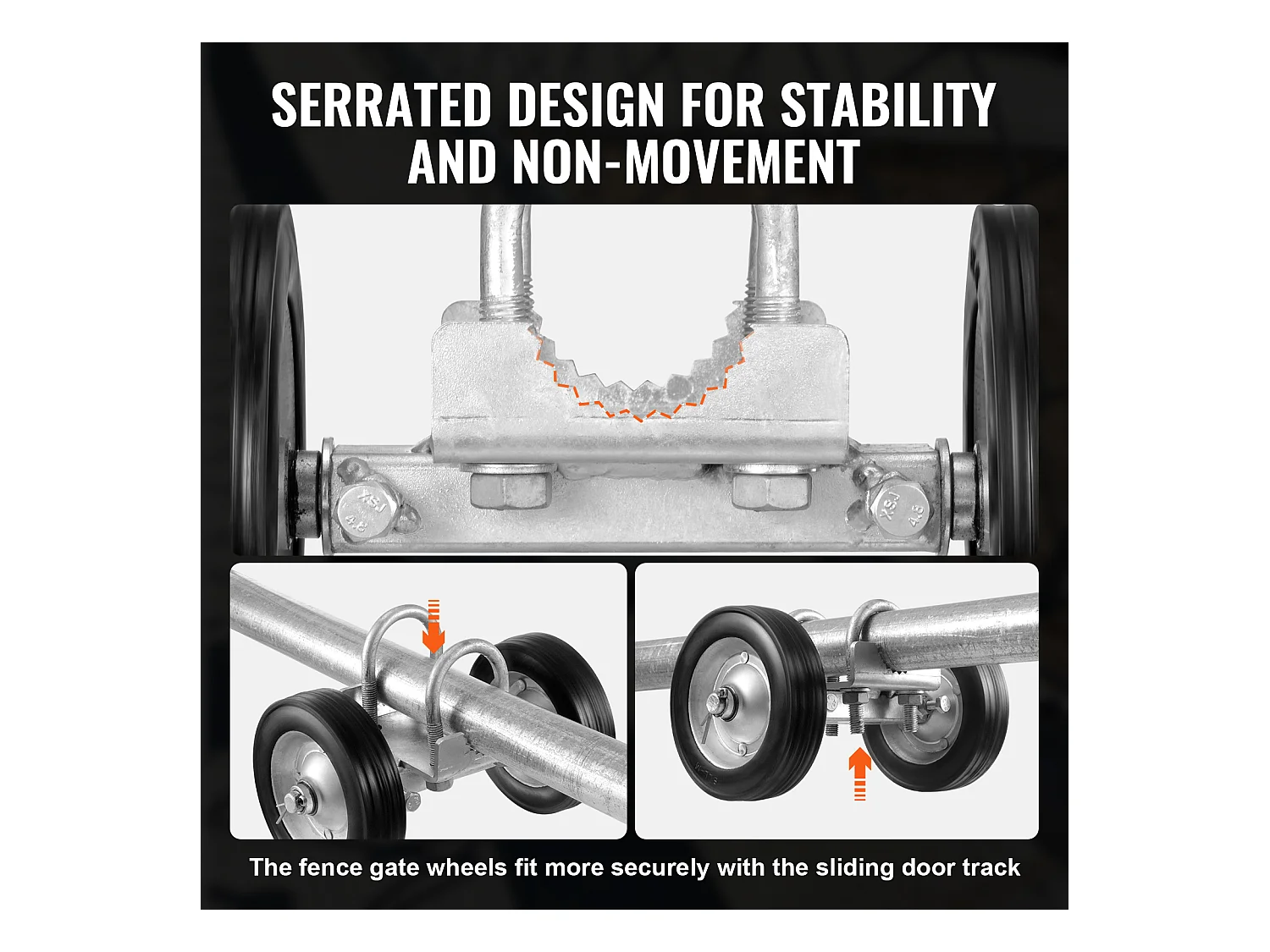 Kit de Portail Coulissant, SucceBuy Ensemble de Portail Coulissant 15,24 cm Réglable, Charge de 272 kg