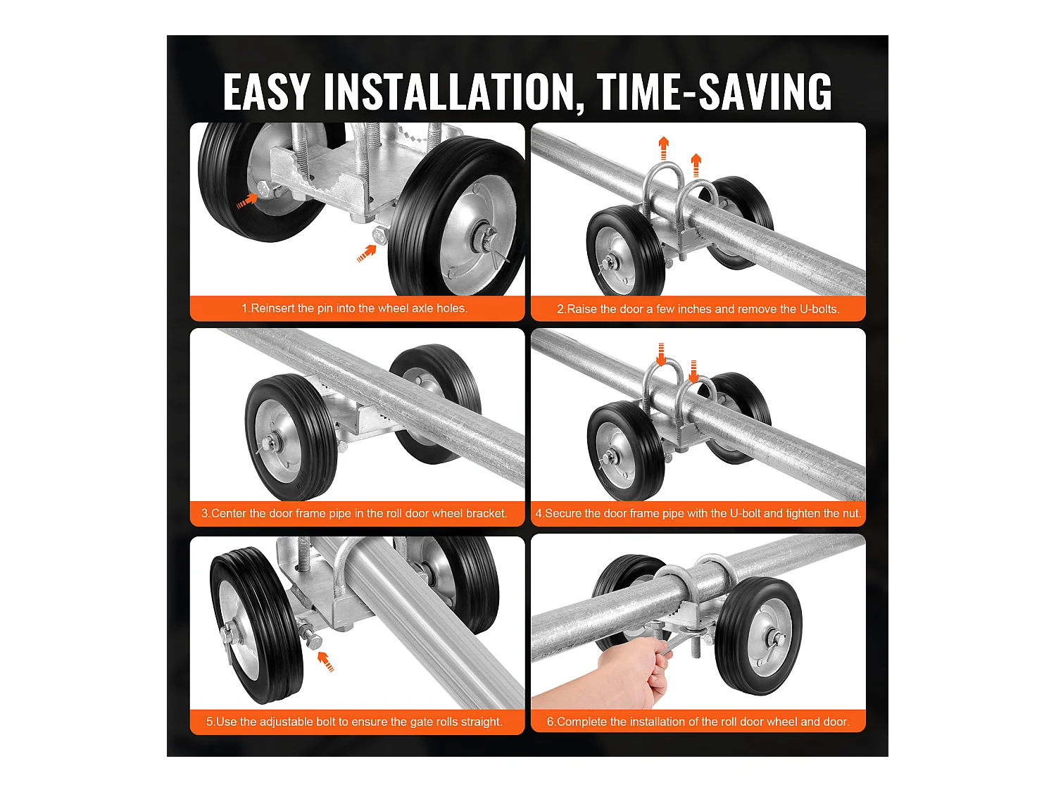 Kit de Portail Coulissant, SucceBuy Ensemble de Portail Coulissant 15,24 cm Réglable, Charge de 272 kg