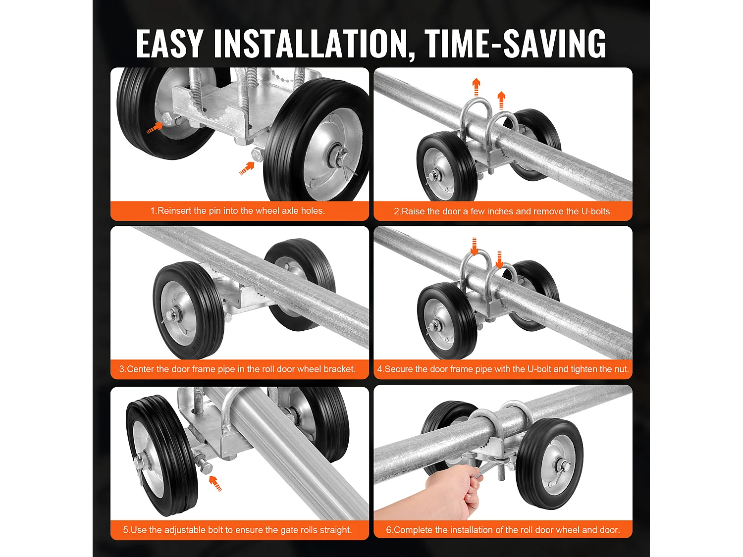 Kit de Portail Coulissant, SucceBuy Ensemble de Portail Coulissant 15,24 cm Réglable, Charge de 272 kg