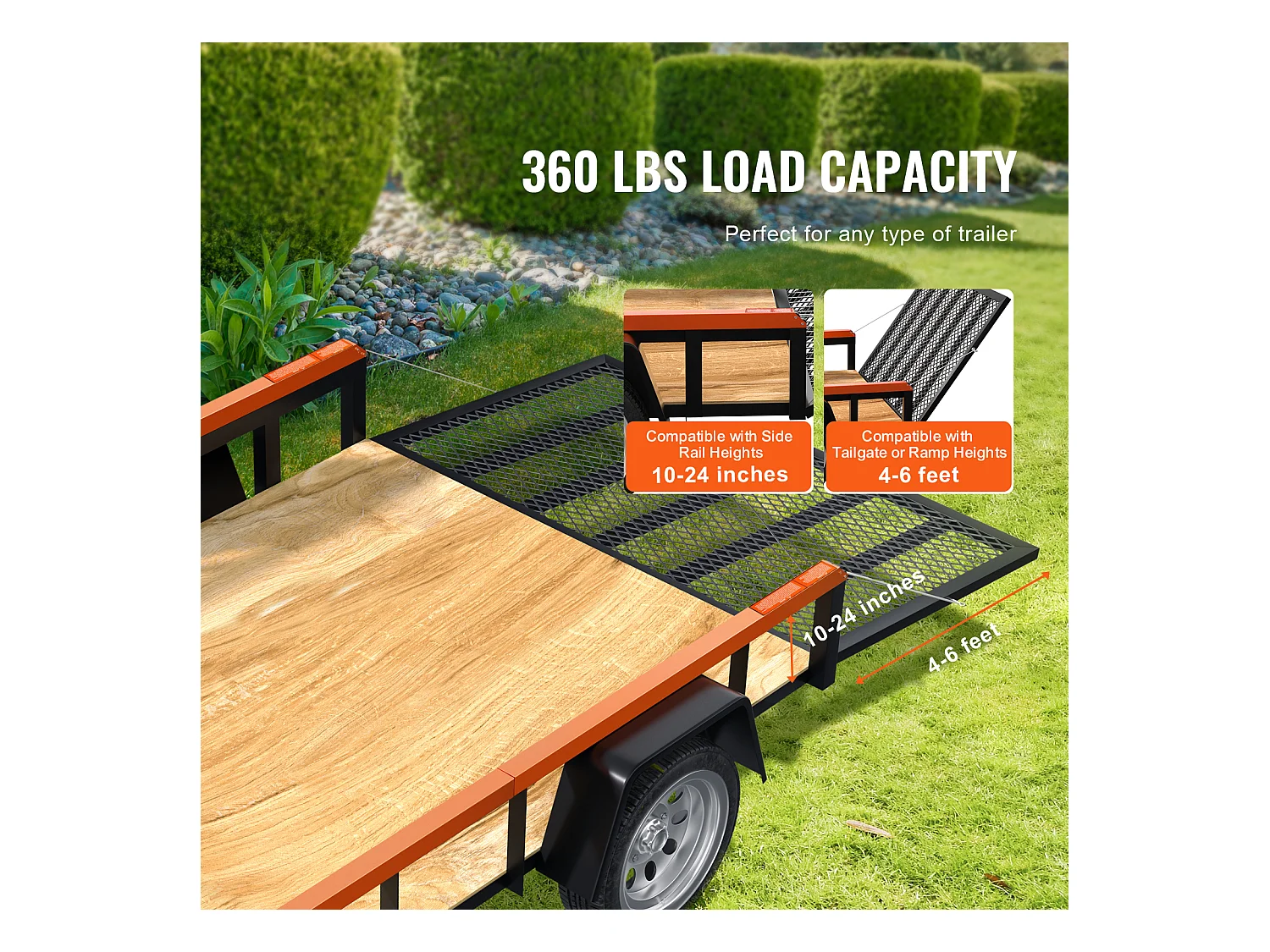 Système d'Assistance, SucceBuy Hayon Utilitaire à 2 Côtés pour Remorque avec Assistance de Levage, Capacité de 81,65 kg