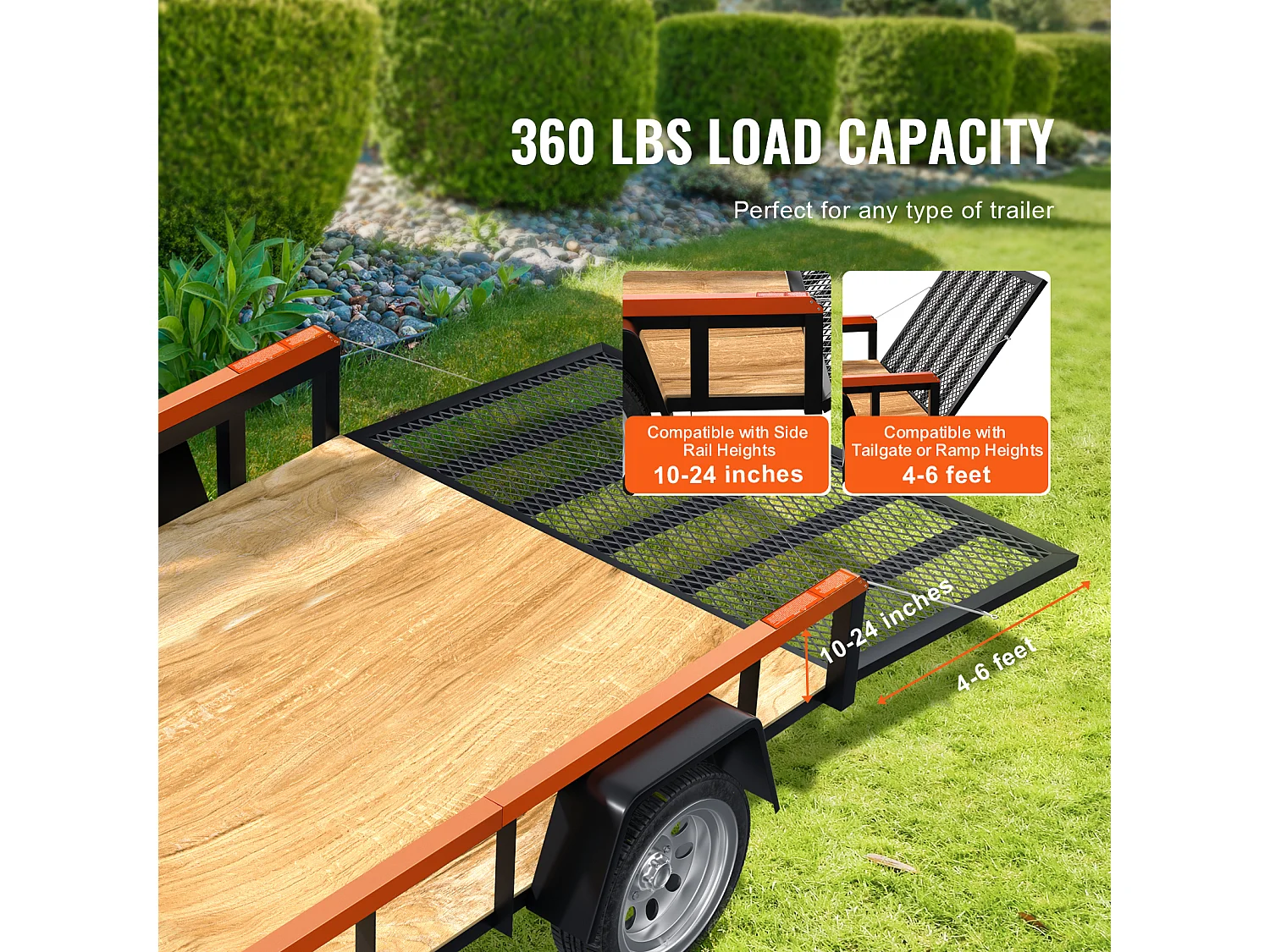 Système d'Assistance, SucceBuy Hayon Utilitaire à 2 Côtés pour Remorque avec Assistance de Levage, Capacité de 81,65 kg