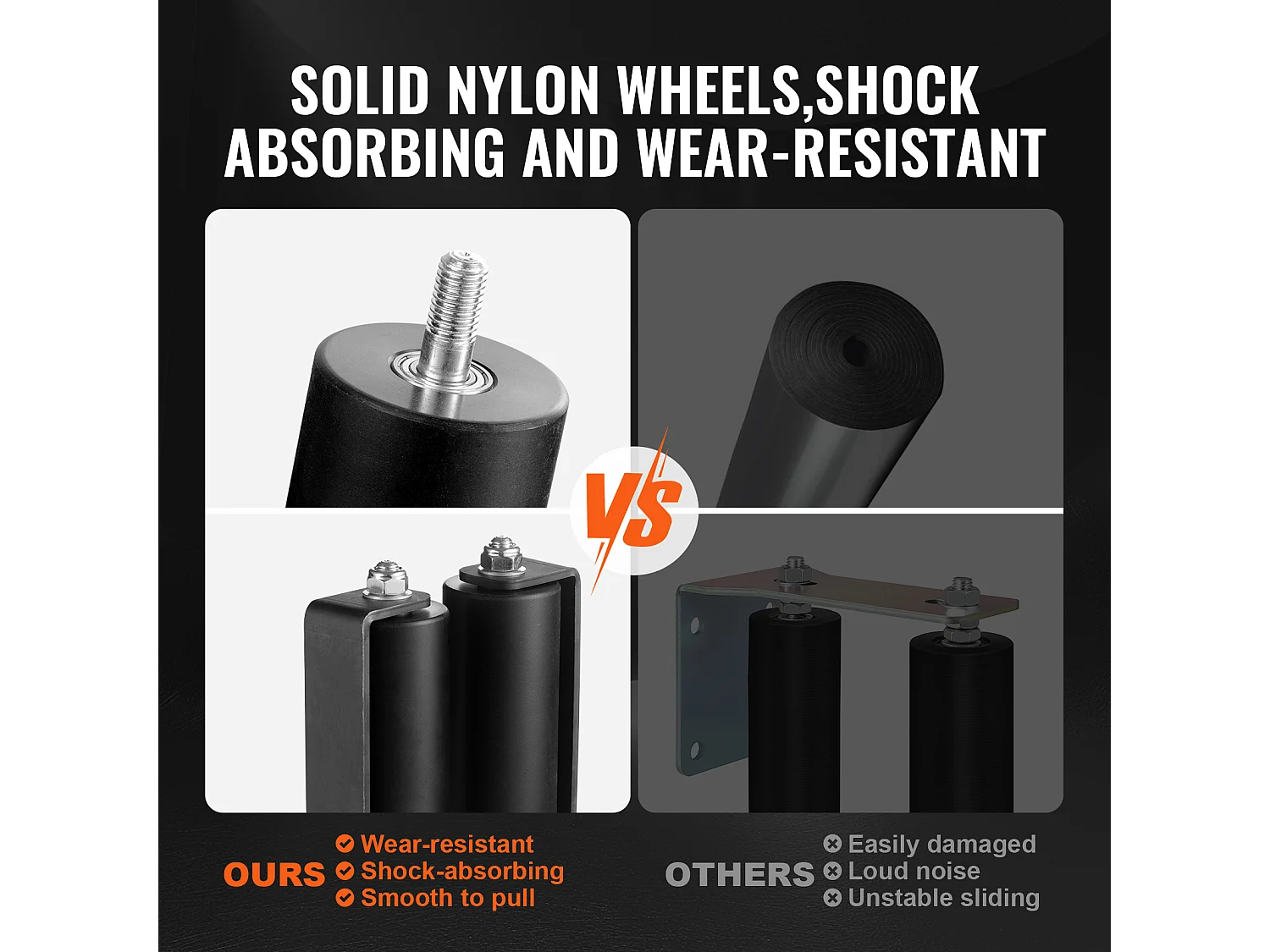 Kit de Portón Deslizante, SucceBuy Kit de Portón Deslizante 15,24 cm, Material Rodante, Soporte de Tipo C para Railes Connect