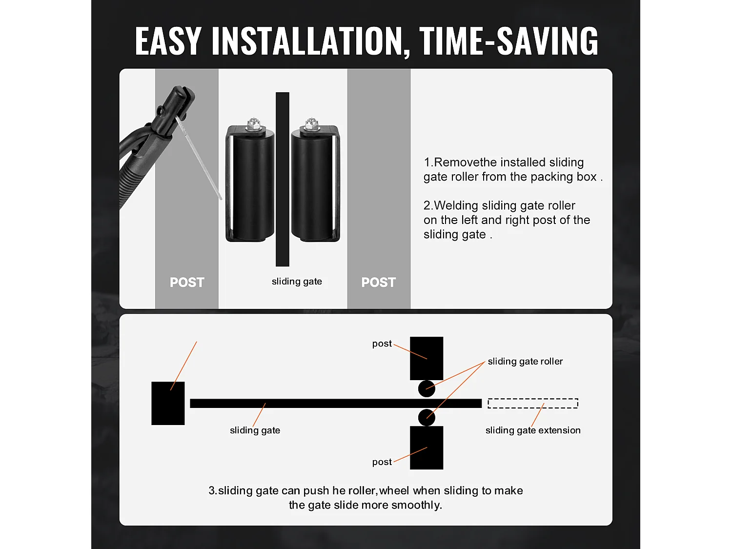 Kit de Portón Deslizante, SucceBuy Kit de Portón Deslizante 15,24 cm, Material Rodante, Soporte de Tipo C para Railes Connect