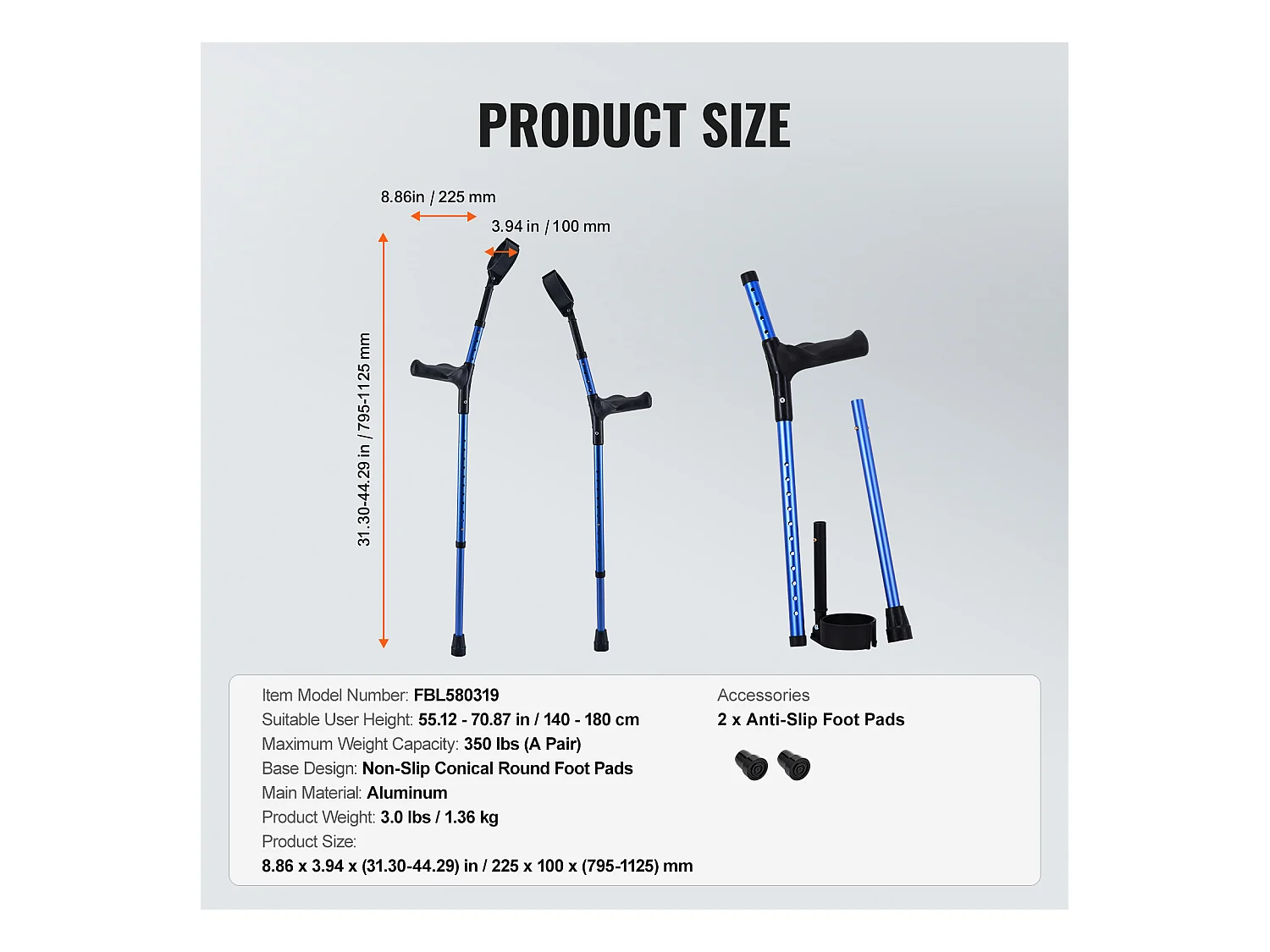 Achselkrücken, SucceBuy Unterarmgehstützen Gehstützen aus Aluminium mit höhenverstellbaren Griffen