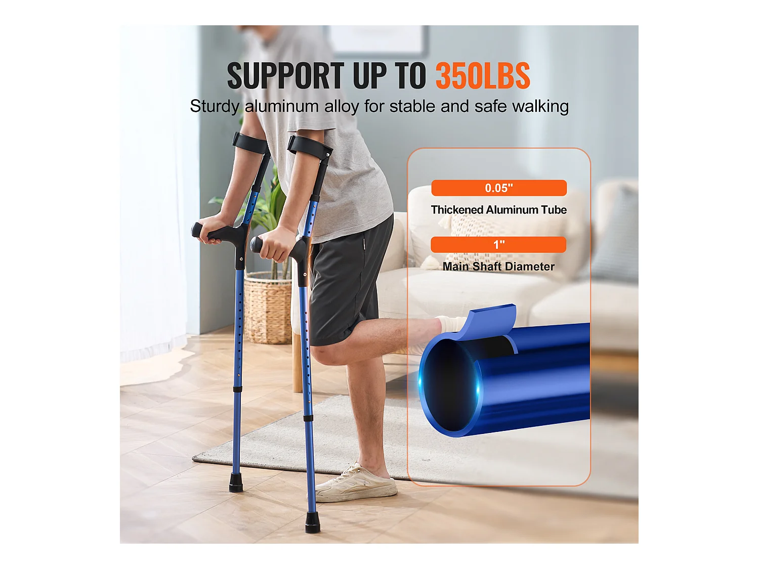 Achselkrücken, SucceBuy Unterarmgehstützen Gehstützen aus Aluminium mit höhenverstellbaren Griffen