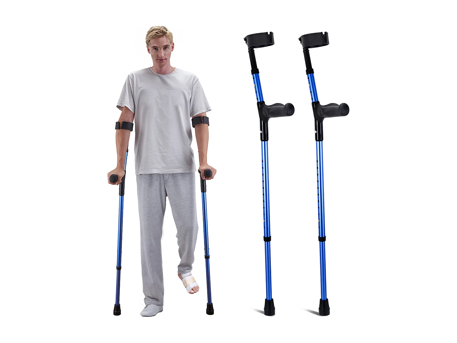 Béquilles Axillaires, SucceBuy Béquilles d'Avant-Bras Béquilles de Marche en Aluminium avec Hauteur et Poignets Réglables