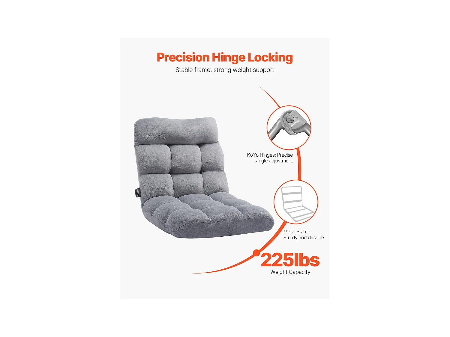 Chaise de Sol SucceBuy, Pliable pour Enfants avec Dossier et 14 Positions Réglables