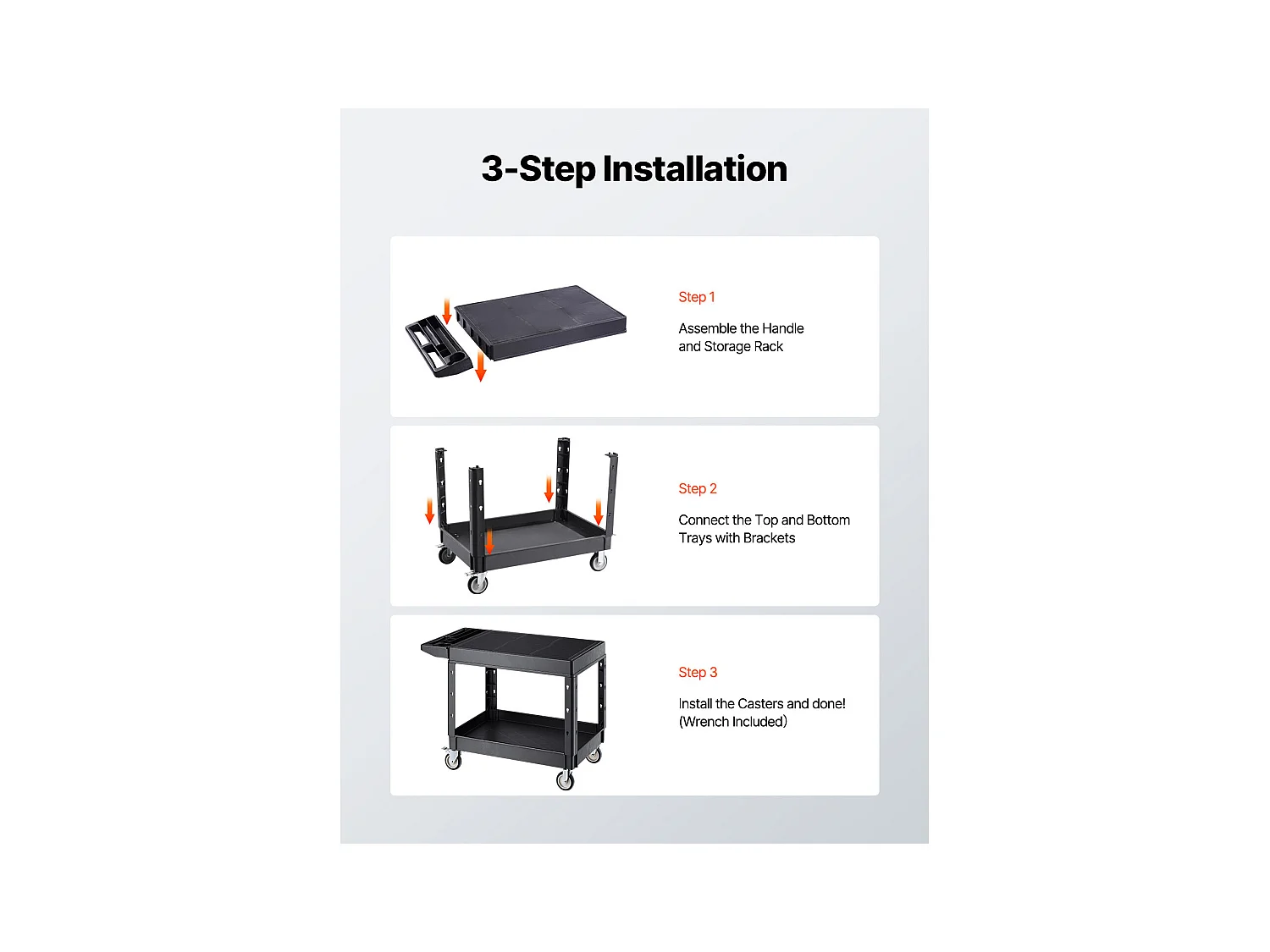 Chariot de Service Desserte SucceBuy, 2 Niveaux, Noir, 118x65x86,5 cm