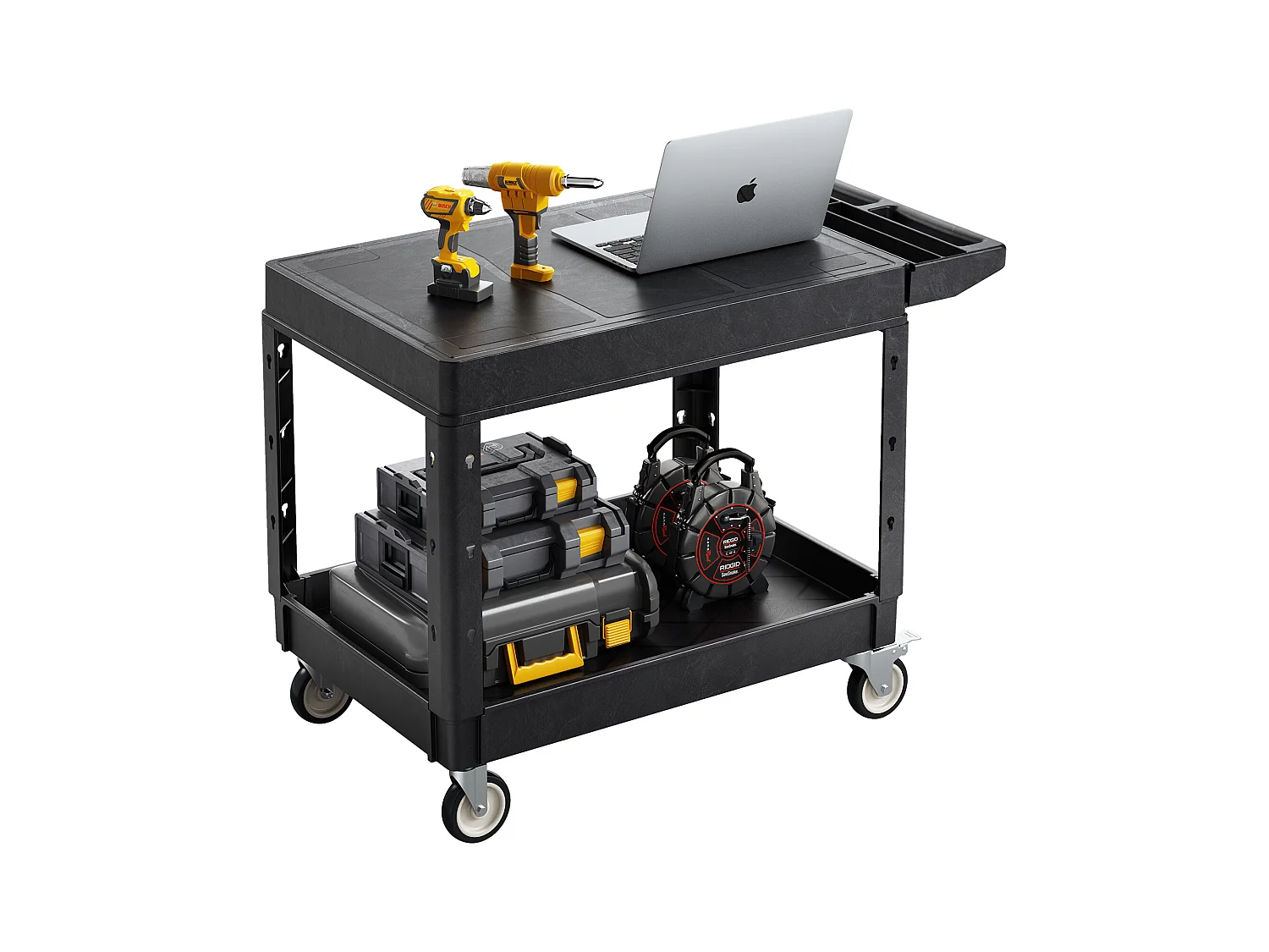 Chariot de Service Desserte SucceBuy, 2 Niveaux, Noir, 118x65x86,5 cm