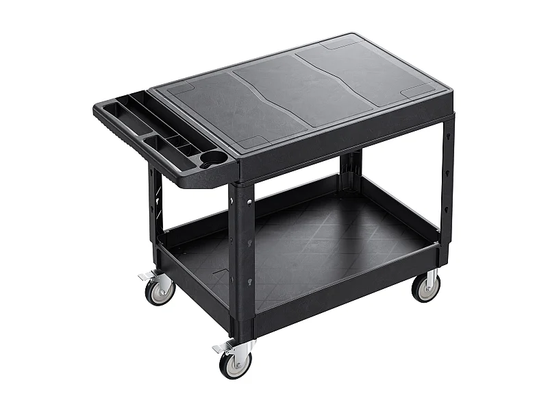 Carrinho de Serviço de Entrega SucceBuy, 2 Níveis, Preto, 118x65x86,5 cm