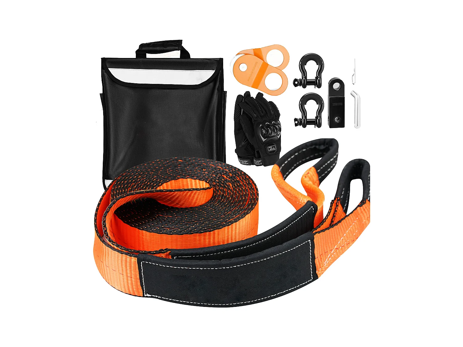 Kit de Récupération Tout-terrain, SucceBuy, Kit de Récupération de Treuil, Kit d'Urgence pour Manille de Sangle de Remorquage, 76 x 9144 mm, 13 608 kg, 8 Pièces