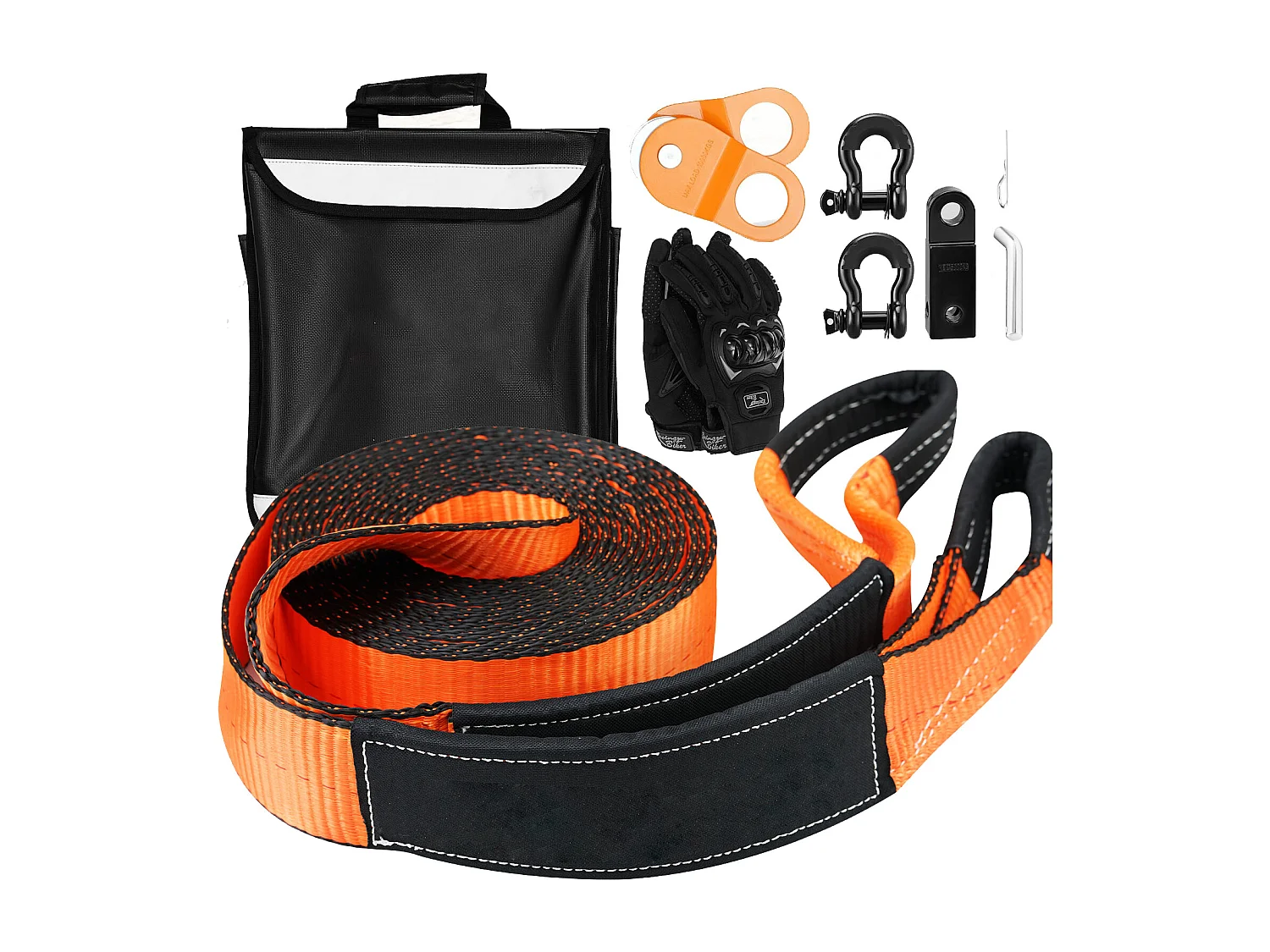 Kit de Récupération Tout-terrain, SucceBuy, Kit de Récupération de Treuil, Kit d'Urgence pour Manille de Sangle de Remorquage, 76 x 9144 mm, 13 608 kg, 8 Pièces