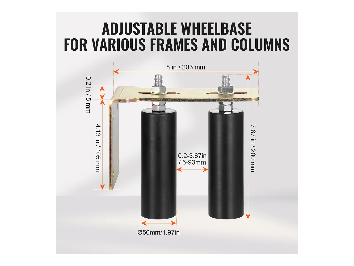 Kit de Portail Coulissant, SucceBuy Kit de Portail Coulissant, Quincaillerie Roulante de 15,24 cm avec Support en L, Réglable
