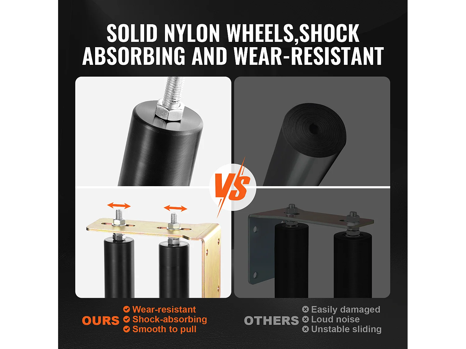 Kit de Portail Coulissant, SucceBuy Kit de Portail Coulissant, Quincaillerie Roulante de 15,24 cm avec Support en L, Réglable