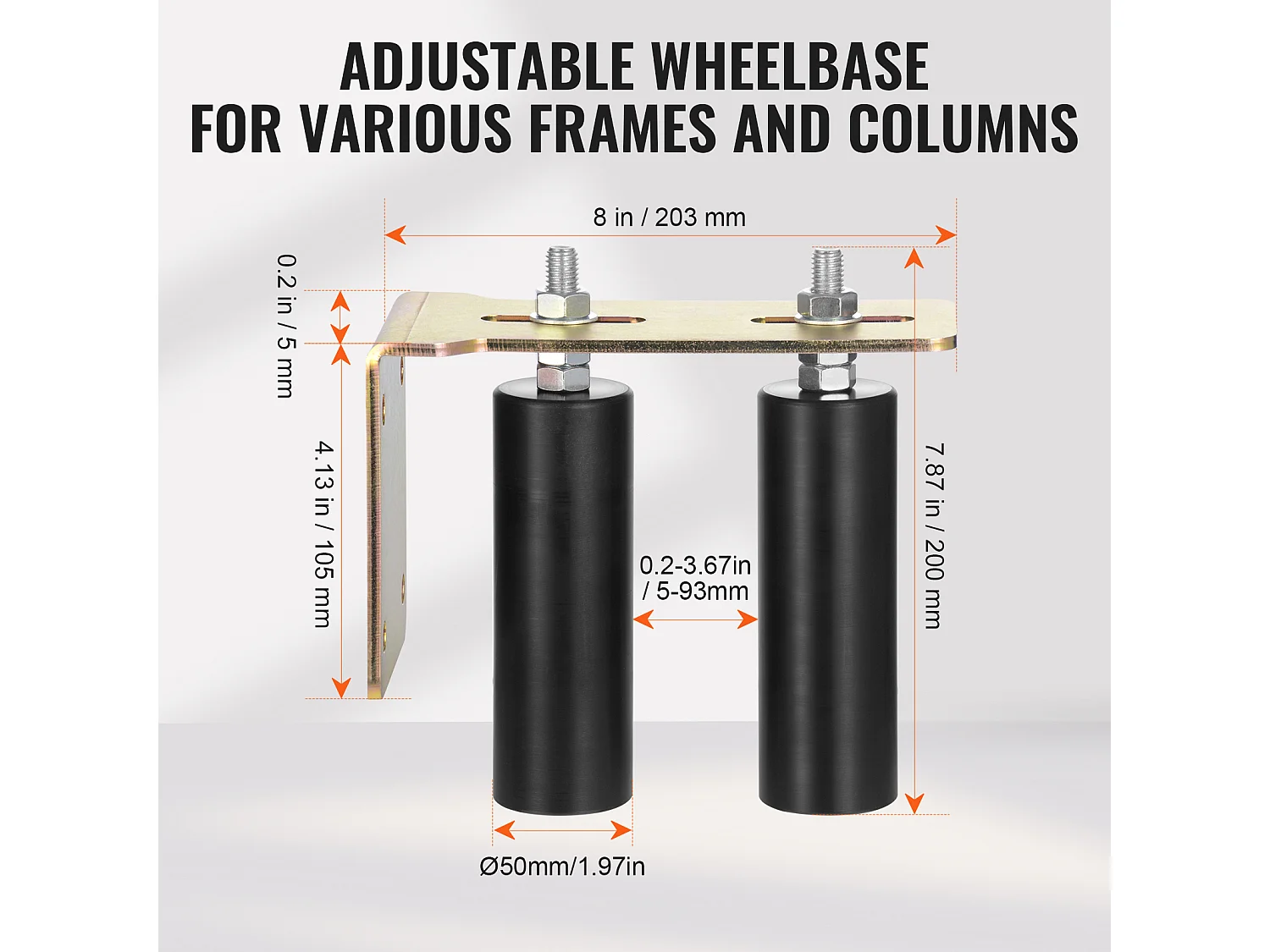 Kit de Portail Coulissant, SucceBuy Kit de Portail Coulissant, Quincaillerie Roulante de 15,24 cm avec Support en L, Réglable