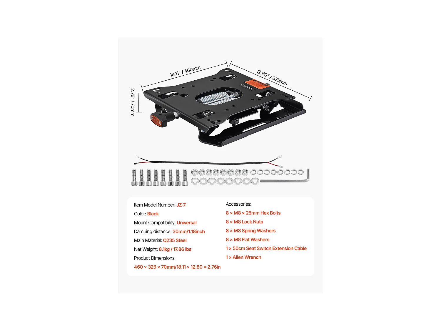 Zittingophangset voor Kar SucceBuy Universele Hef voor Tractor en Grasmaaier