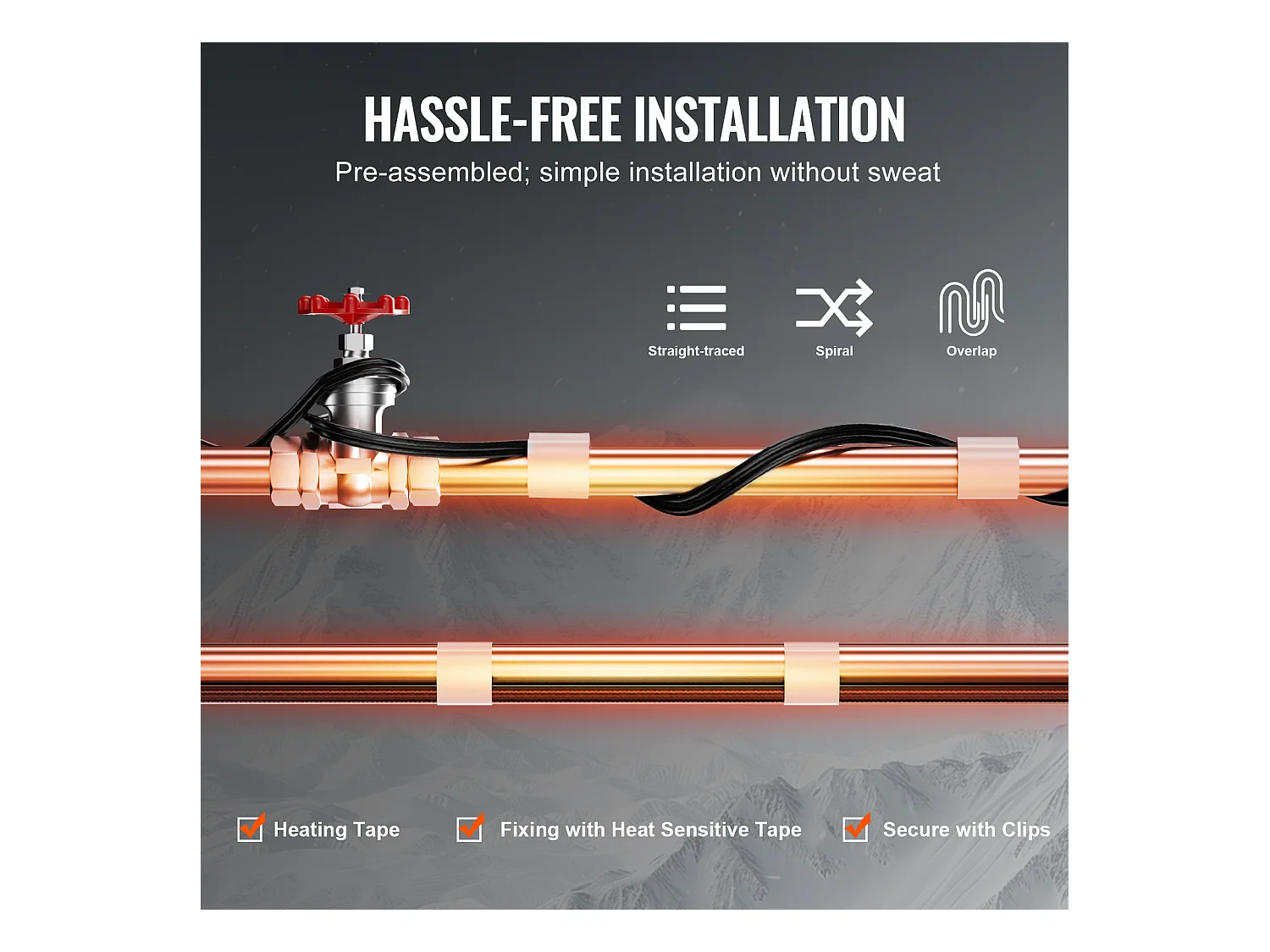 Cabo Aquecedor Autorregulador, SucceBuy 15 m Cabo Aquecedor Autorregulador para Tubos 16 W/m Telhado