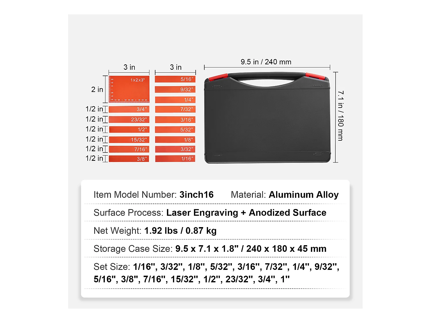 Blocs de Configuration, SucceBuy Ensemble de Jauges de Hauteur pour le Travail du Bois, 16 Pièces, Blocs de Configuration, Barres de Configuration de Précision