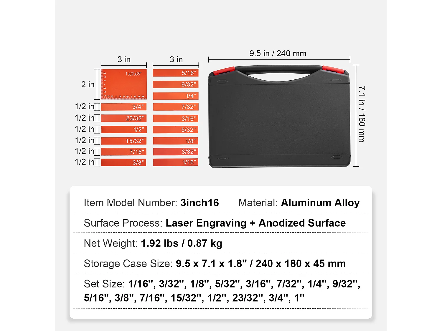 Blocs de Configuration, SucceBuy Ensemble de Jauges de Hauteur pour le Travail du Bois, 16 Pièces, Blocs de Configuration, Barres de Configuration de Précision