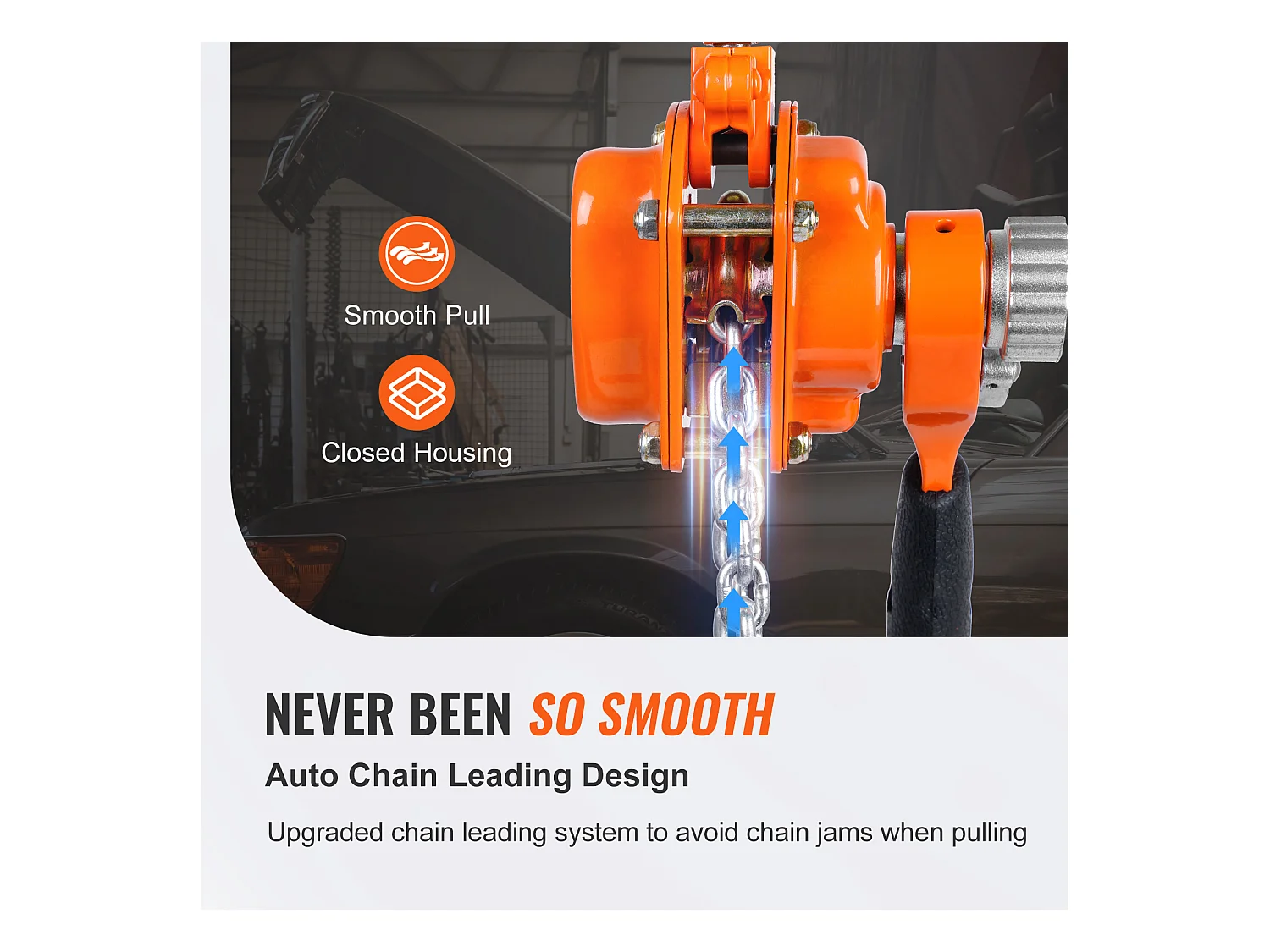 Palan à Chaîne à Levier SucceBuy, Capacité de 249 kg, 152,4 cm, Cliquet G80, pour Chantiers de Construction, Quais et Entrepôts