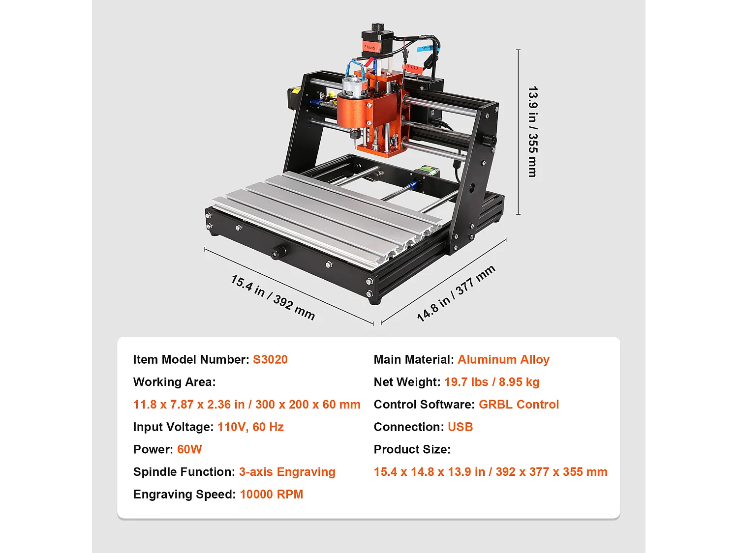 Machine à Graver, SucceBuy Machine de Routeur CNC 3 Axes 120 W, Contrôle GRBL, Gravure sur Bois