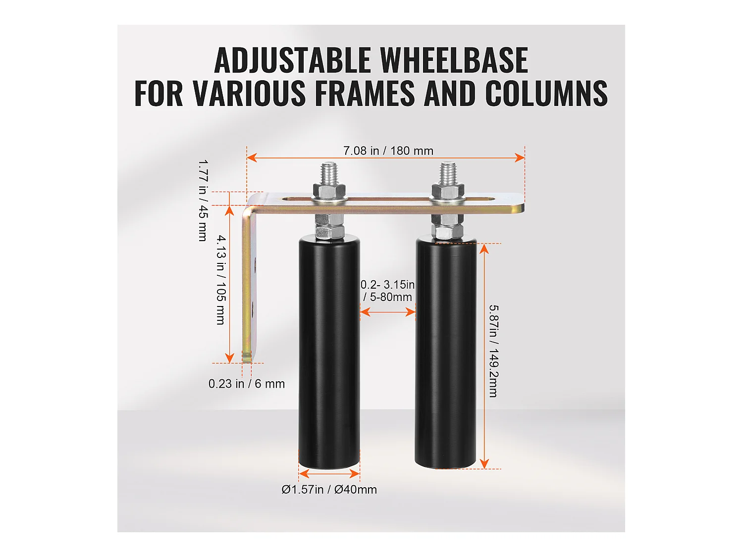 Kit de Portail Coulissant, SucceBuy Kit de Portail Coulissant, Quincaillerie Roulante de 15,24 cm avec Support en L