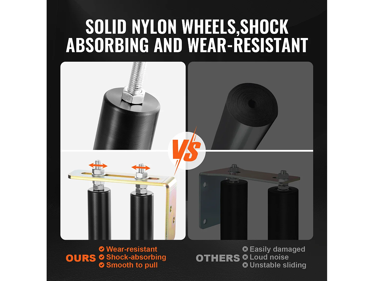 Kit de Portail Coulissant, SucceBuy Kit de Portail Coulissant, Quincaillerie Roulante de 15,24 cm avec Support en L