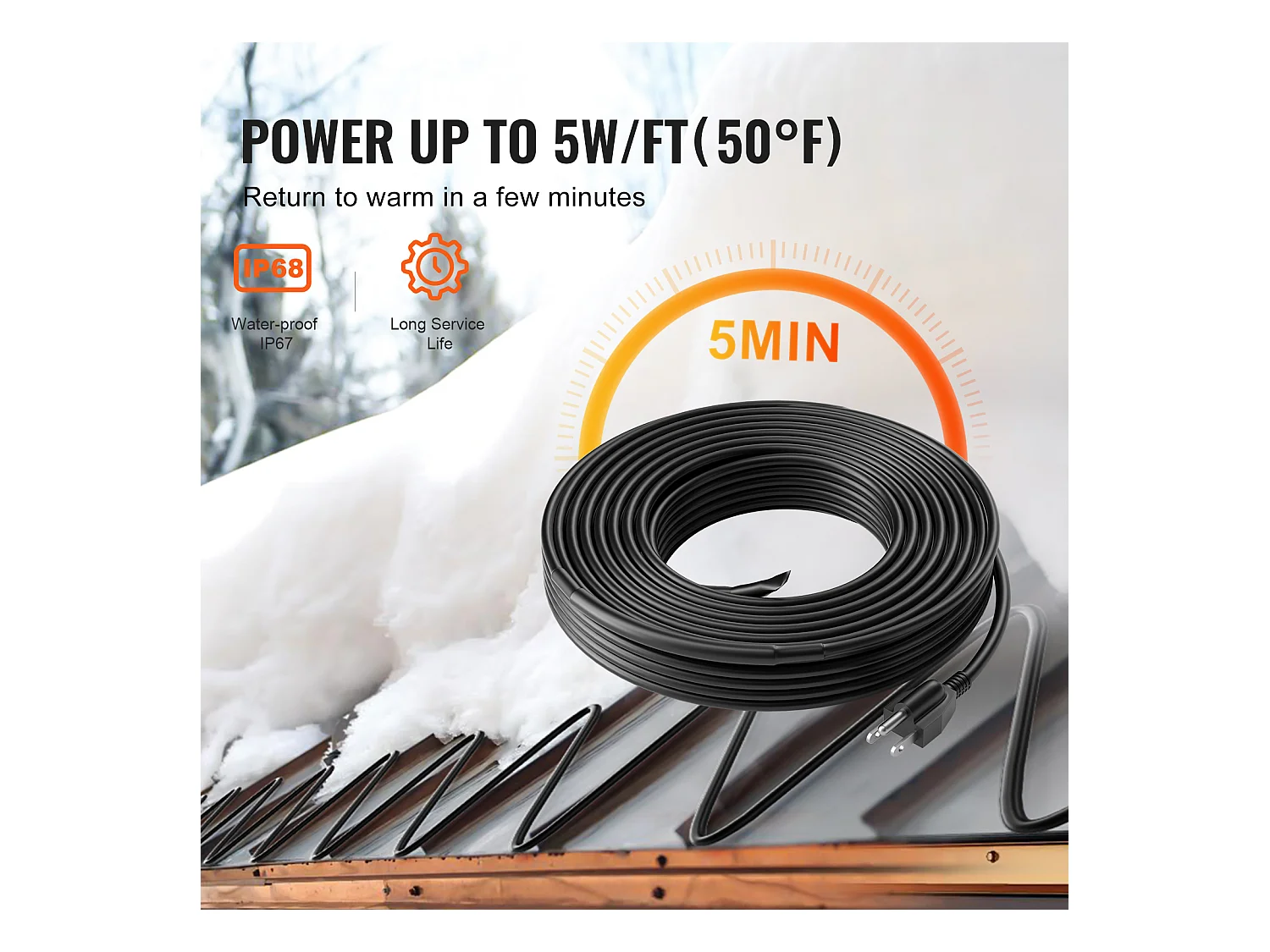 Câble Chauffant Autorégulant, SucceBuy Câble Chauffant Autorégulant pour Tuyaux 9 m 16 W/m