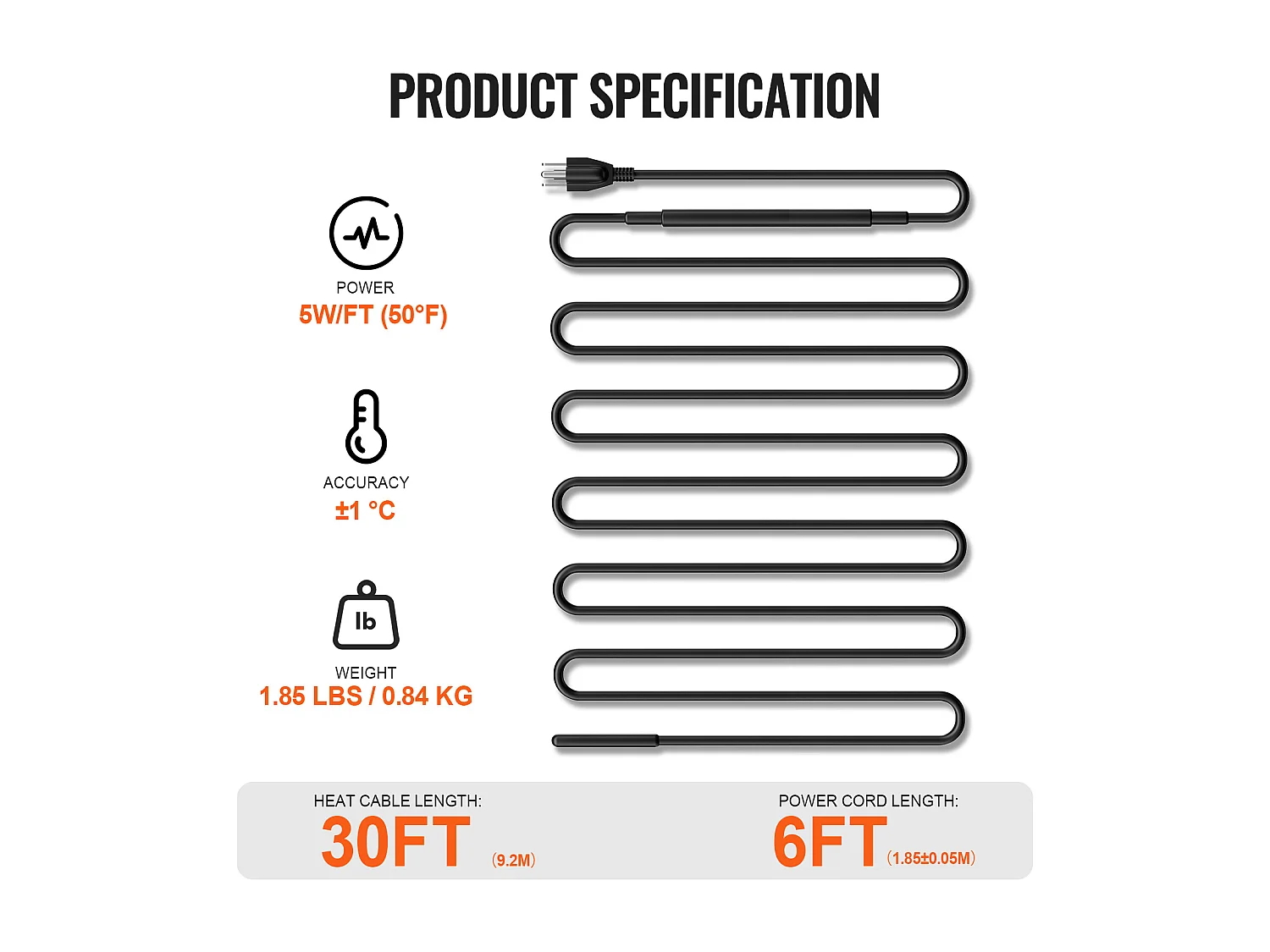 Câble Chauffant Autorégulant, SucceBuy Câble Chauffant Autorégulant pour Tuyaux 9 m 16 W/m