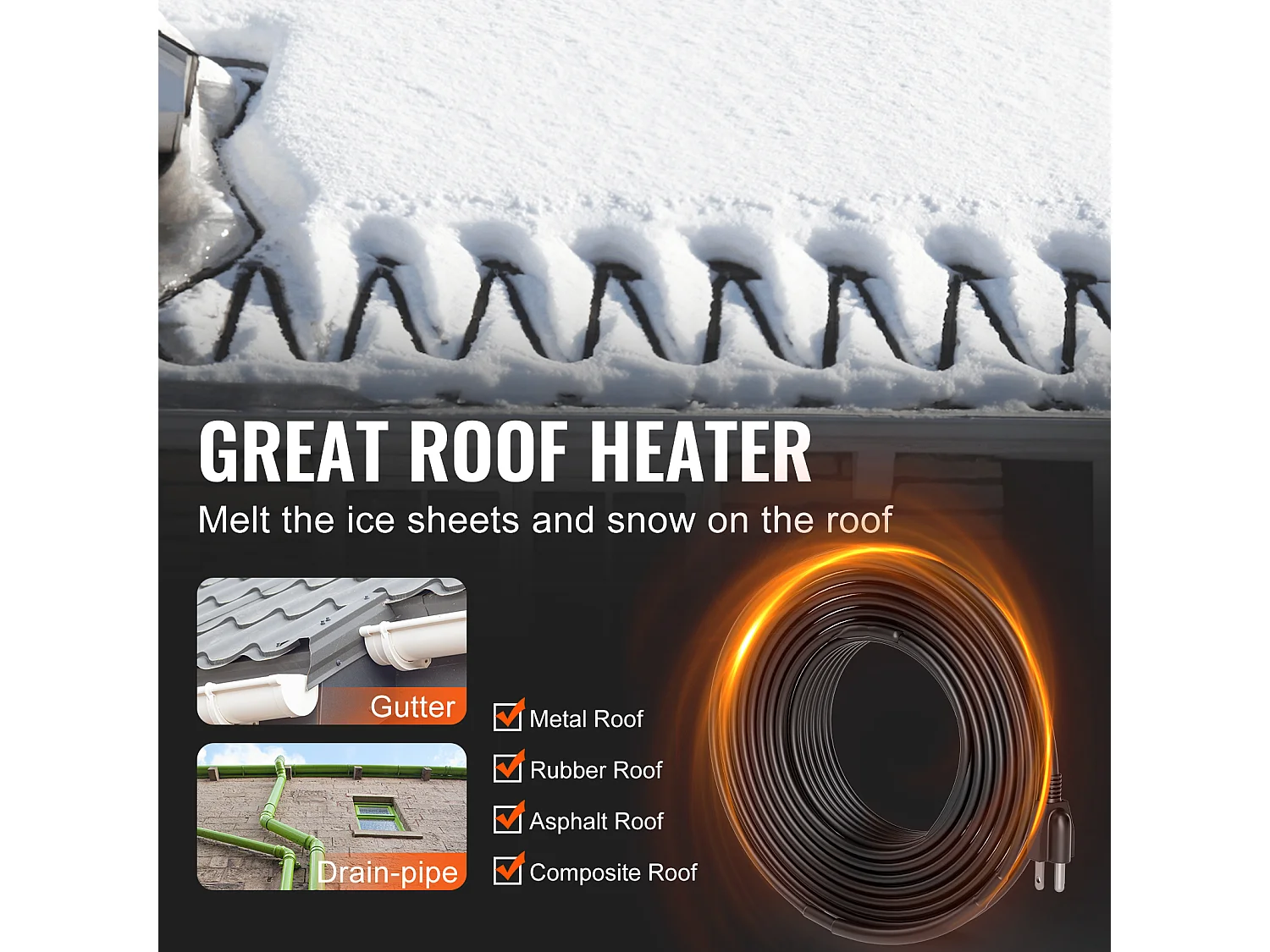 Câble Chauffant Autorégulant, SucceBuy Câble Chauffant Autorégulant pour Tuyaux 9 m 16 W/m