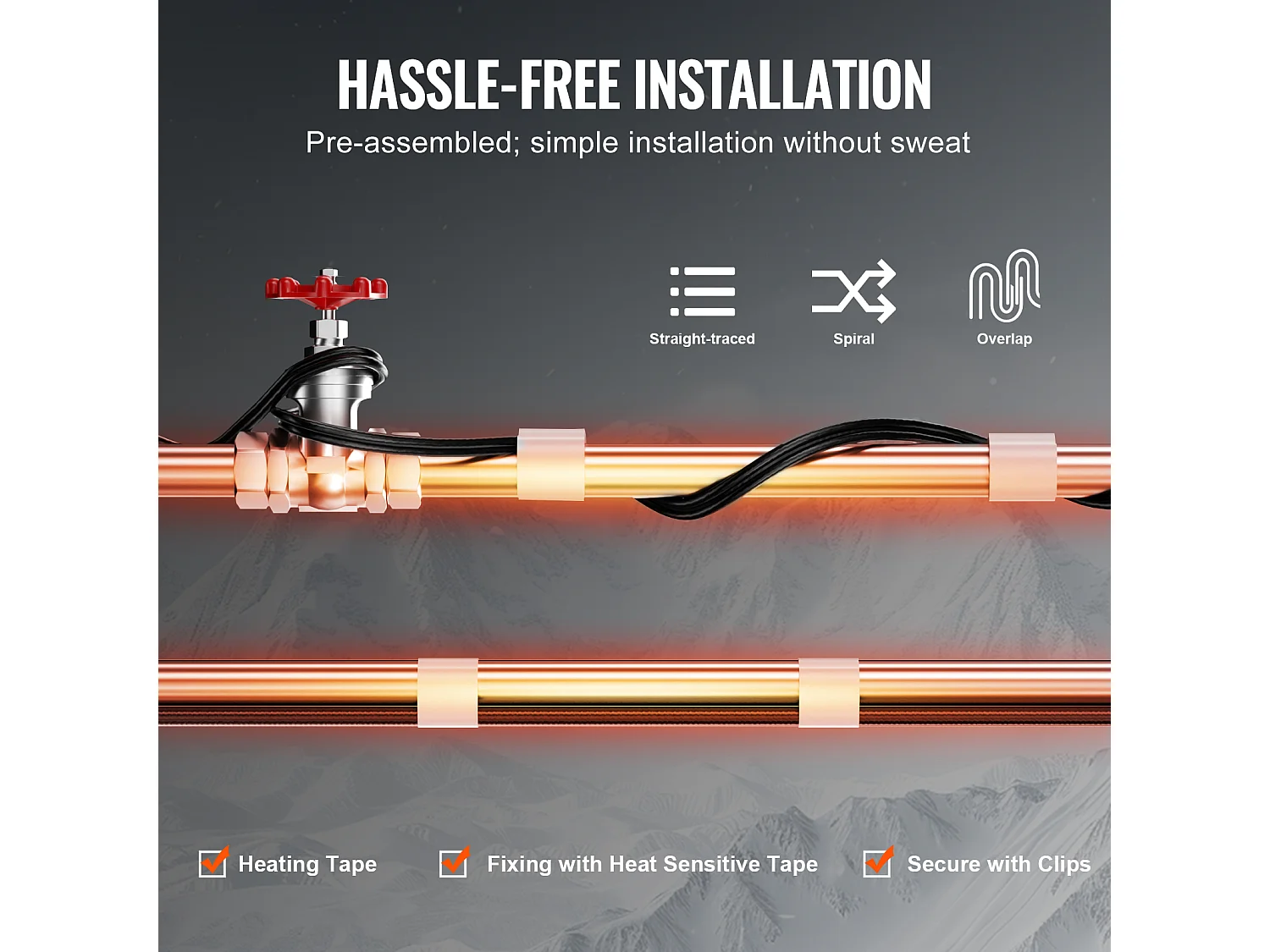 Câble Chauffant Autorégulant, SucceBuy Câble Chauffant Autorégulant pour Tuyaux 9 m 16 W/m