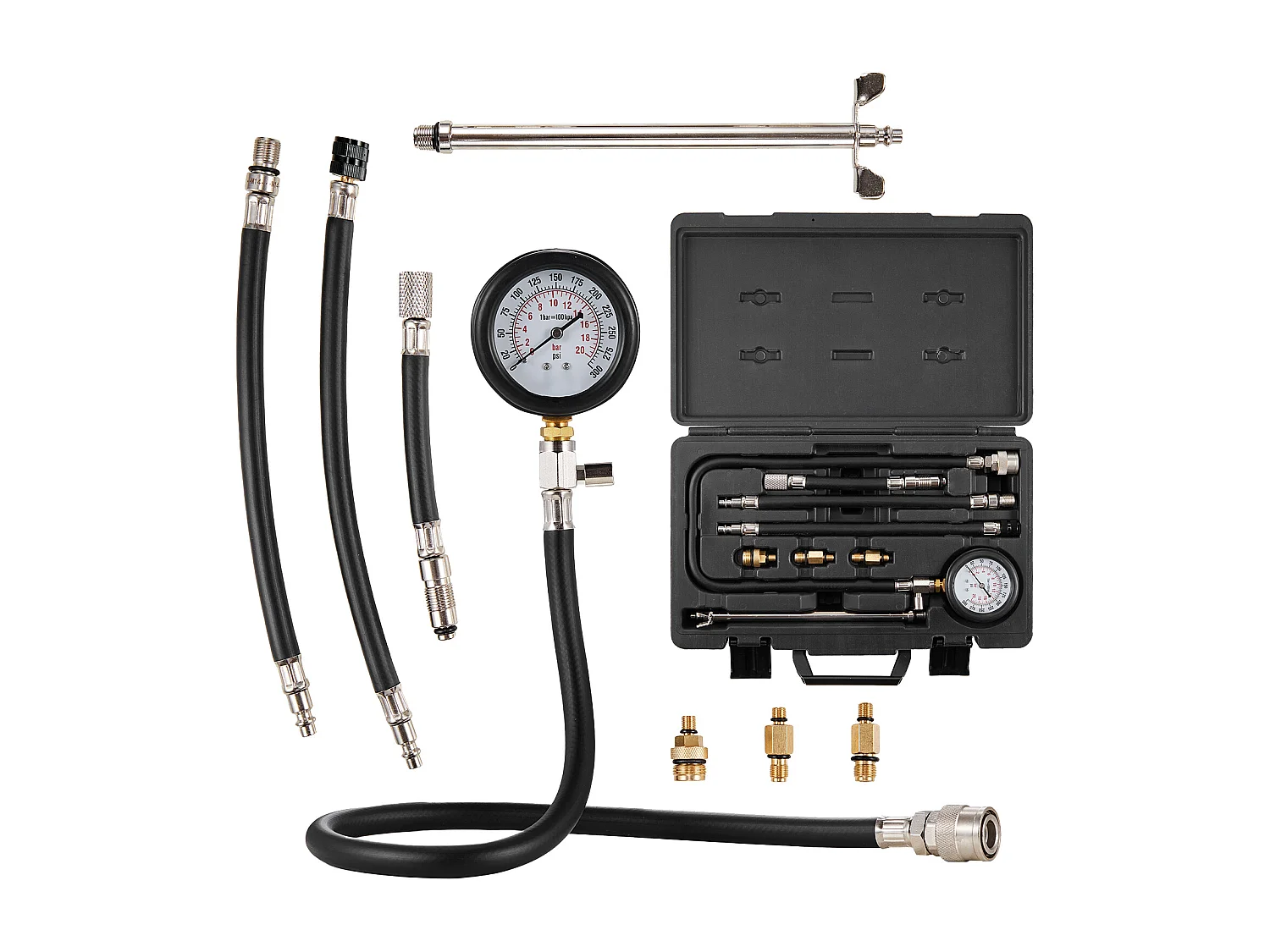 Testeur de Compression, SucceBuy Kit de Testeur de Compression 9 pièces, Outil de Jauge de Moteur à Essence