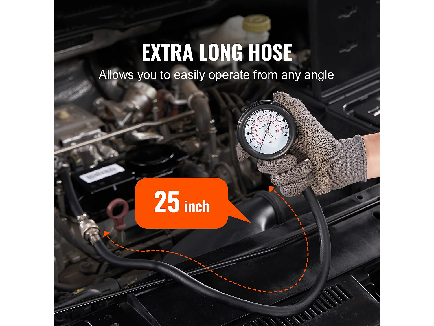 Testeur de Compression, SucceBuy Kit de Testeur de Compression 9 pièces, Outil de Jauge de Moteur à Essence