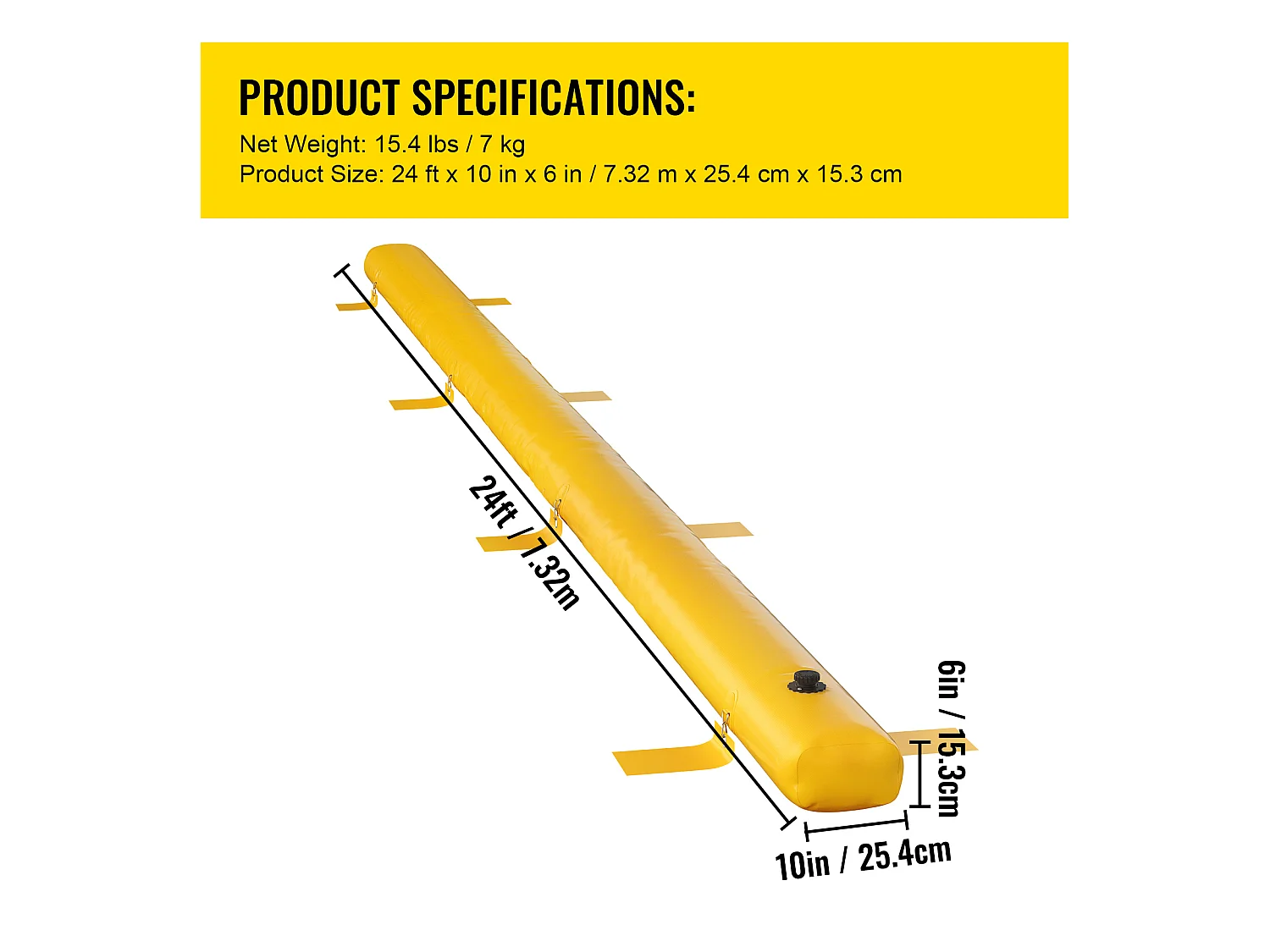 Barrière Anti-Inondation SucceBuy, 731 x 15 cm, pour la Déviation de l'Eau, Légère et Réutilisable