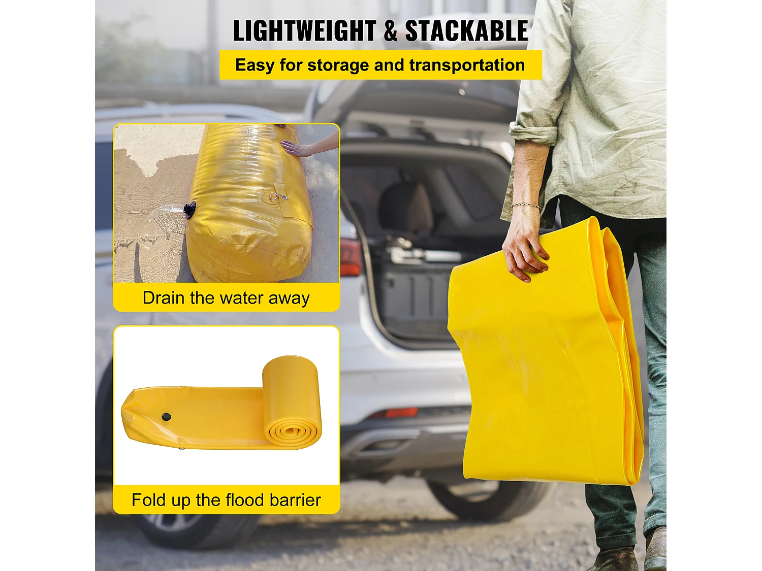 Waterkering SucceBuy, 731 x 15 cm, voor Waterafvoer, Lichtgewicht en Herbruikbaar