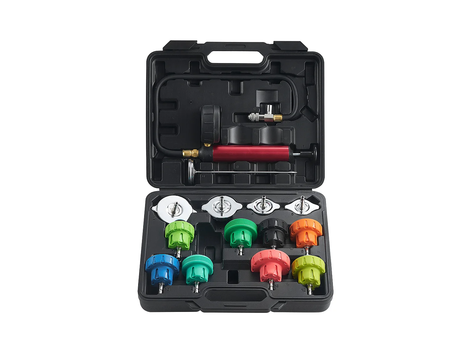 Kit Testeur de Pression, SucceBuy Testeur de Pression de Radiateur 14 Pièces, Recharge de Purge sous Vide du Liquide de Refroidissement avec Adaptateurs