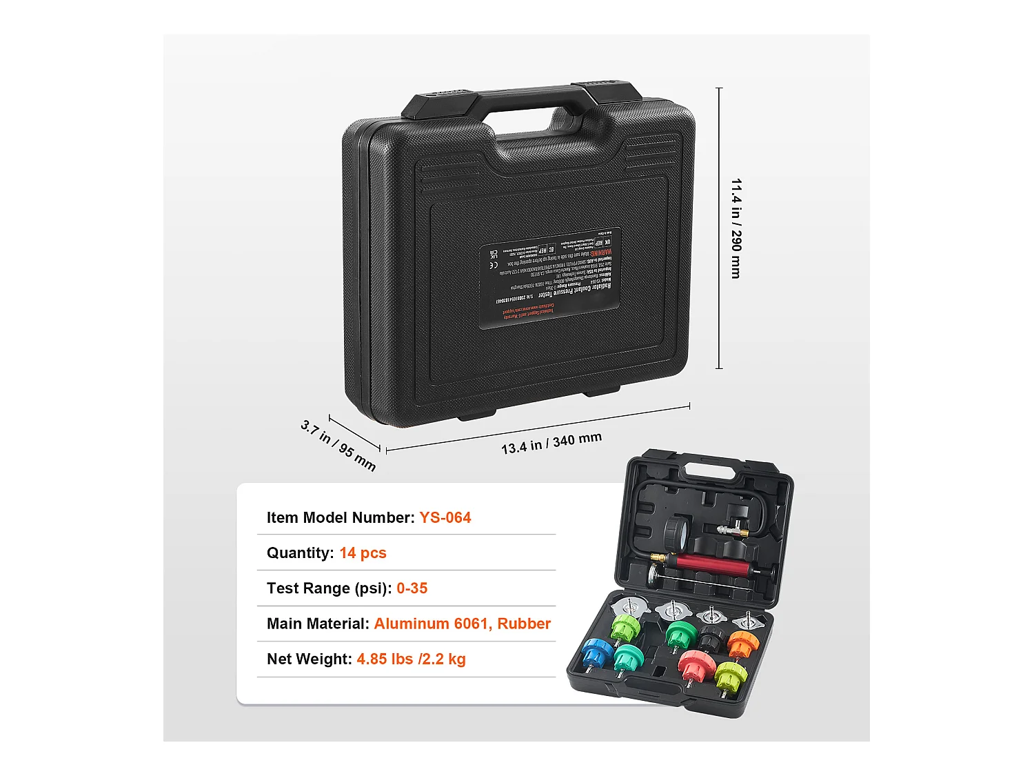 Kit Testeur de Pression, SucceBuy Testeur de Pression de Radiateur 14 Pièces, Recharge de Purge sous Vide du Liquide de Refroidissement avec Adaptateurs