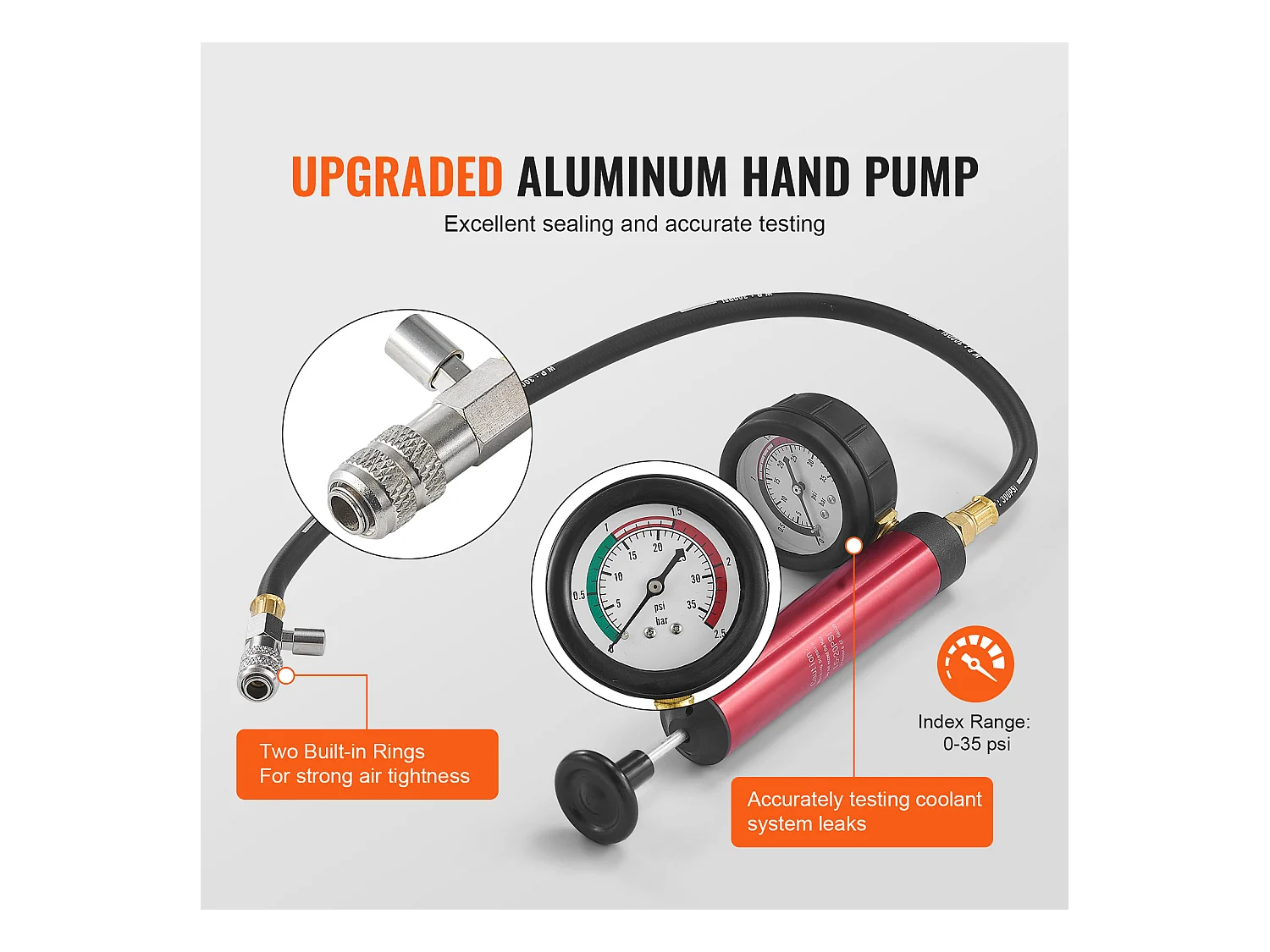 Kit Testeur de Pression, SucceBuy Testeur de Pression de Radiateur 14 Pièces, Recharge de Purge sous Vide du Liquide de Refroidissement avec Adaptateurs