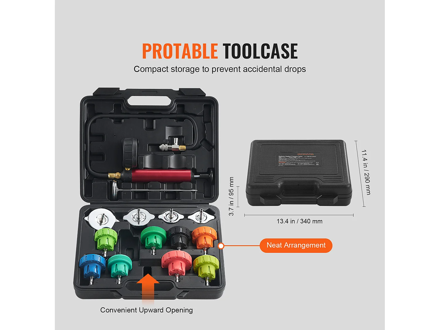 Kit Testeur de Pression, SucceBuy Testeur de Pression de Radiateur 14 Pièces, Recharge de Purge sous Vide du Liquide de Refroidissement avec Adaptateurs