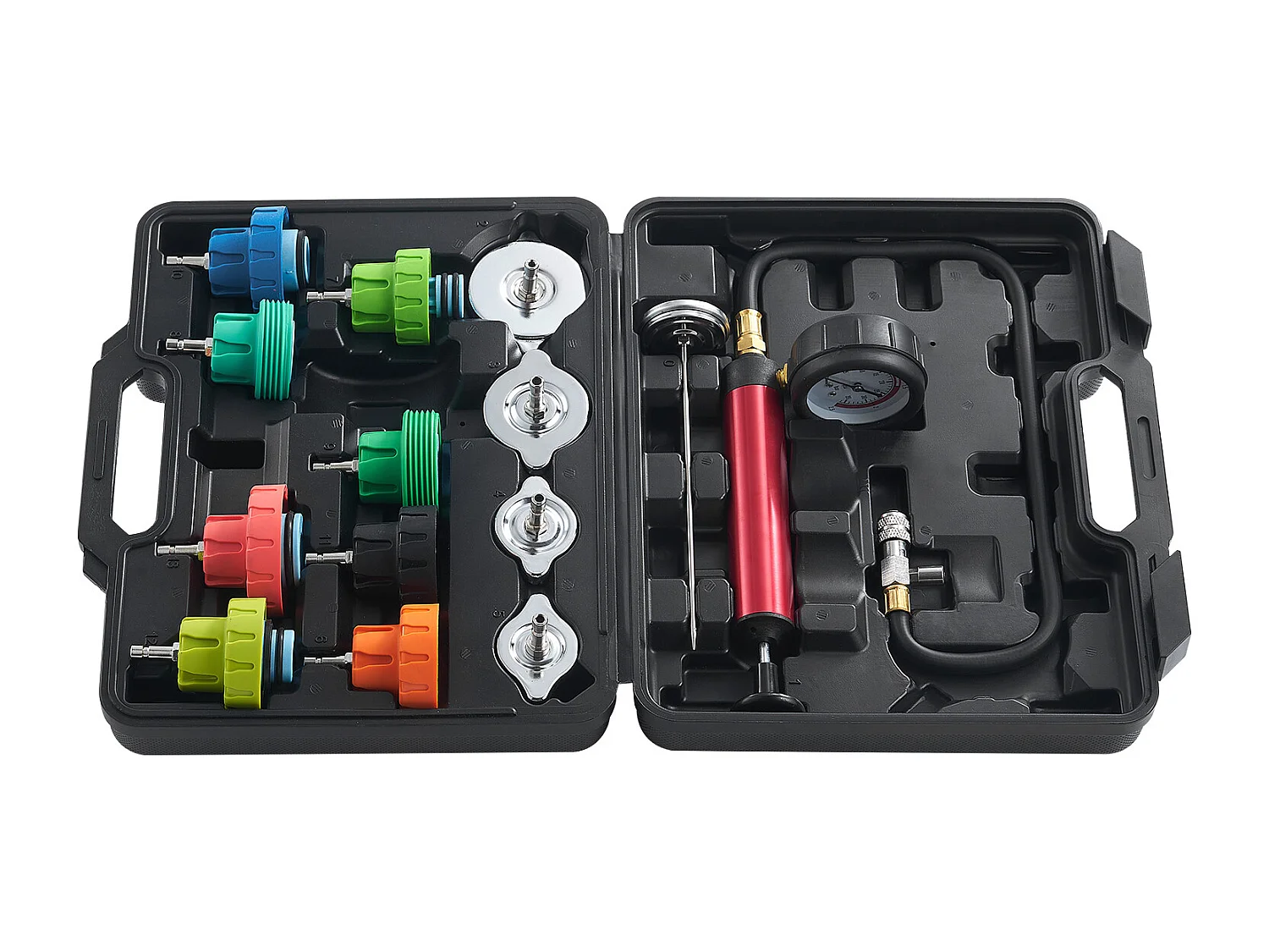 Kit Testeur de Pression, SucceBuy Testeur de Pression de Radiateur 14 Pièces, Recharge de Purge sous Vide du Liquide de Refroidissement avec Adaptateurs