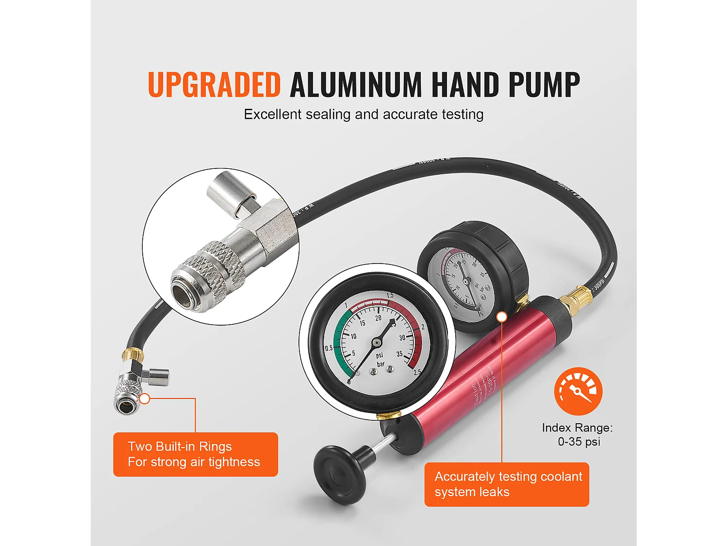 Kit Testeur de Pression, SucceBuy Testeur de Pression de Radiateur 14 Pièces, Recharge de Purge sous Vide du Liquide de Refroidissement avec Adaptateurs