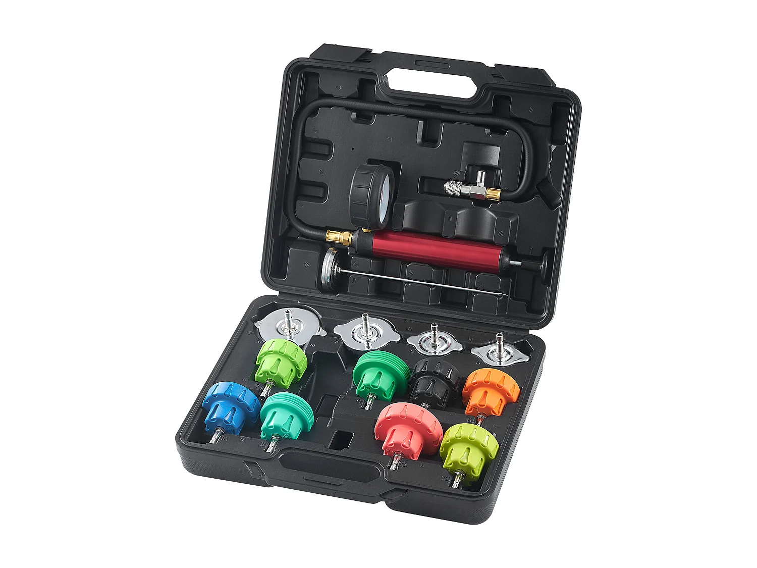 Kit Testeur de Pression, SucceBuy Testeur de Pression de Radiateur 14 Pièces, Recharge de Purge sous Vide du Liquide de Refroidissement avec Adaptateurs
