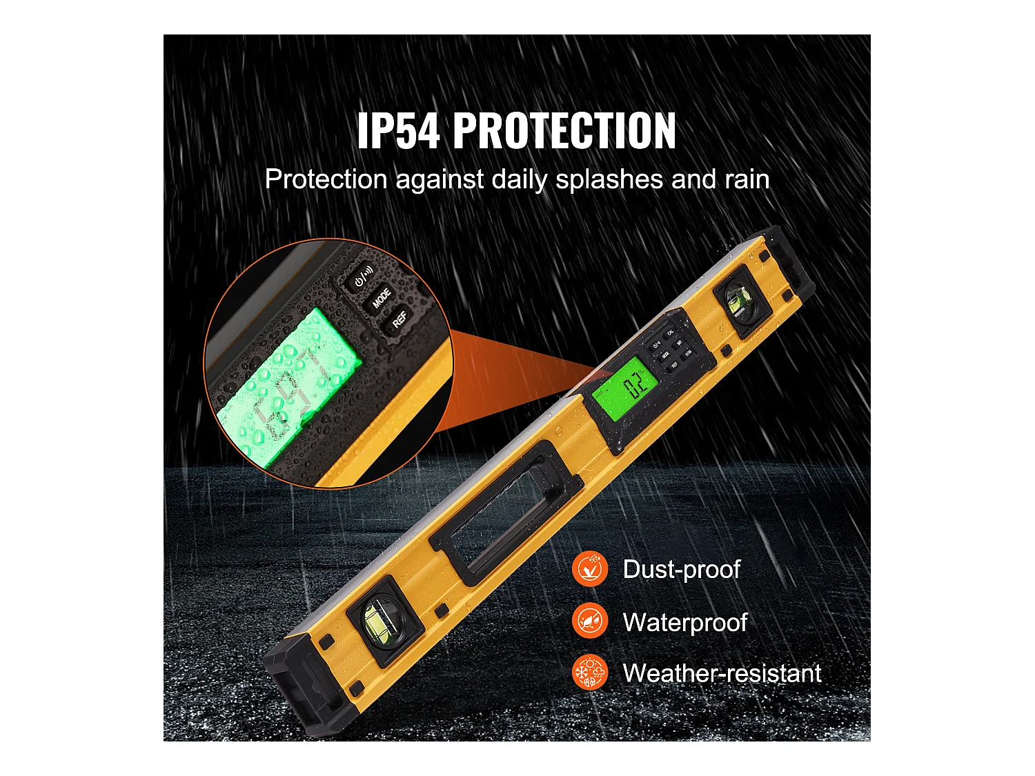 Niveau à Torpille Magnétique SucceBuy 600 mm avec Écran LED Numérique et Capteur de Gravité Étanche