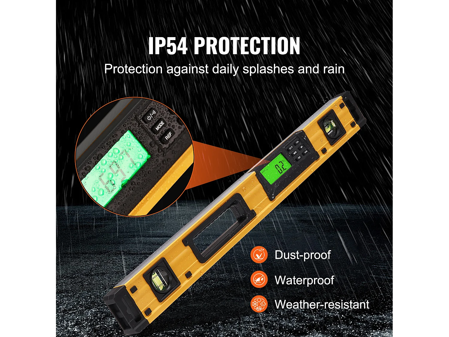 Niveau à Torpille Magnétique SucceBuy 600 mm avec Écran LED Numérique et Capteur de Gravité Étanche