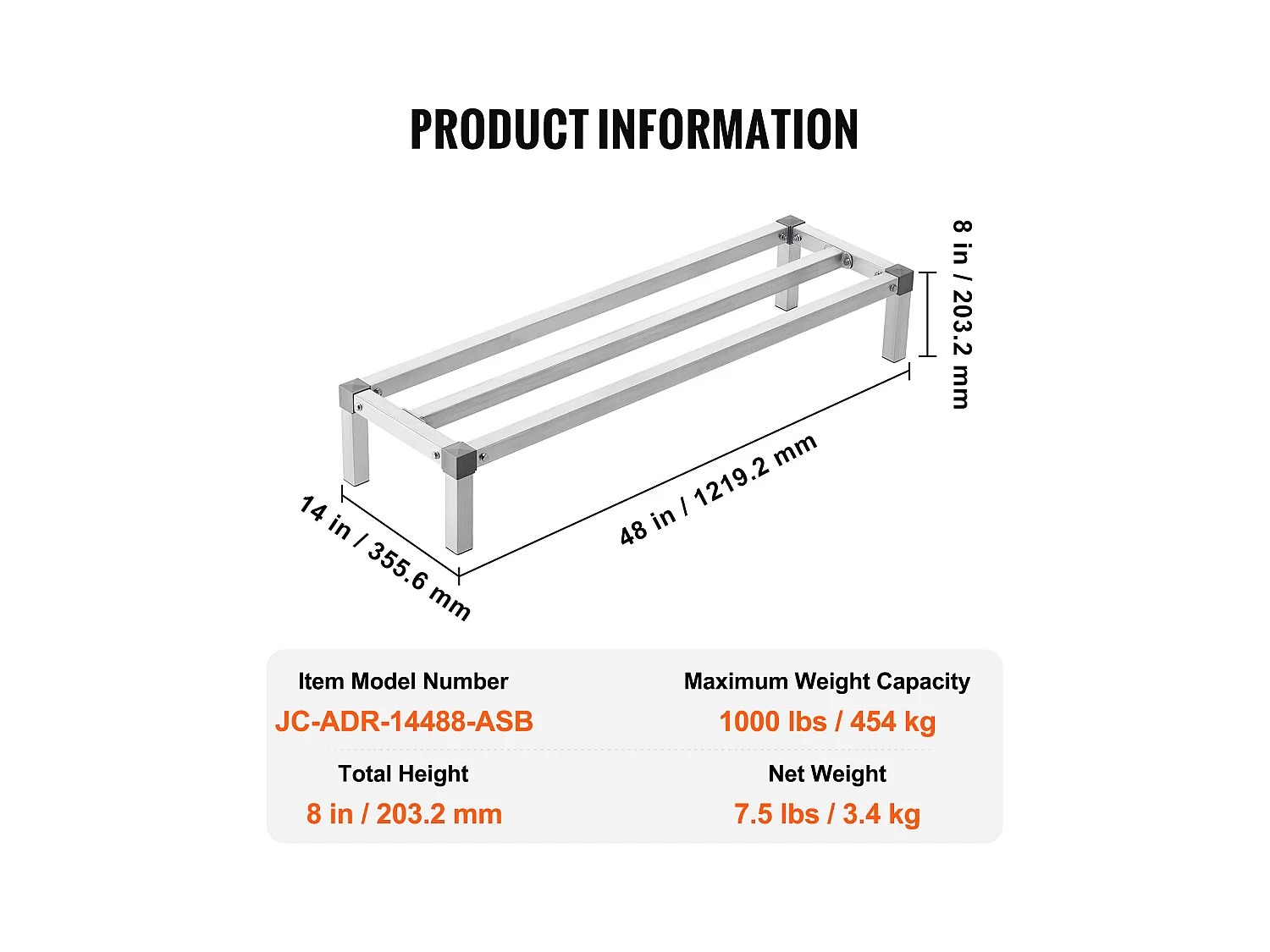 Support SucceBuy Rack de Calage en Aluminium Robuste 122 cm x 36 cm x 20 cm, Capacité de Charge Exceptionnelle de 454 kg - pour le Stockage et le Séchage