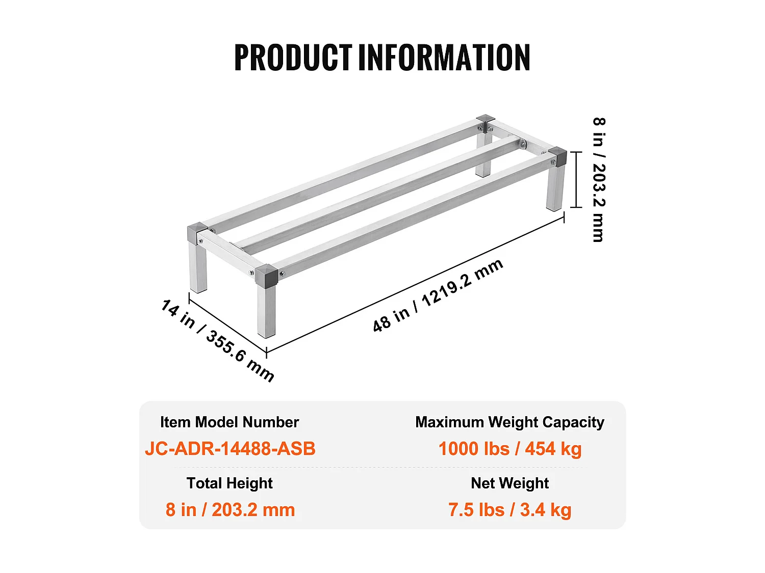 Support SucceBuy Rack de Calage en Aluminium Robuste 122 cm x 36 cm x 20 cm, Capacité de Charge Exceptionnelle de 454 kg - pour le Stockage et le Séchage