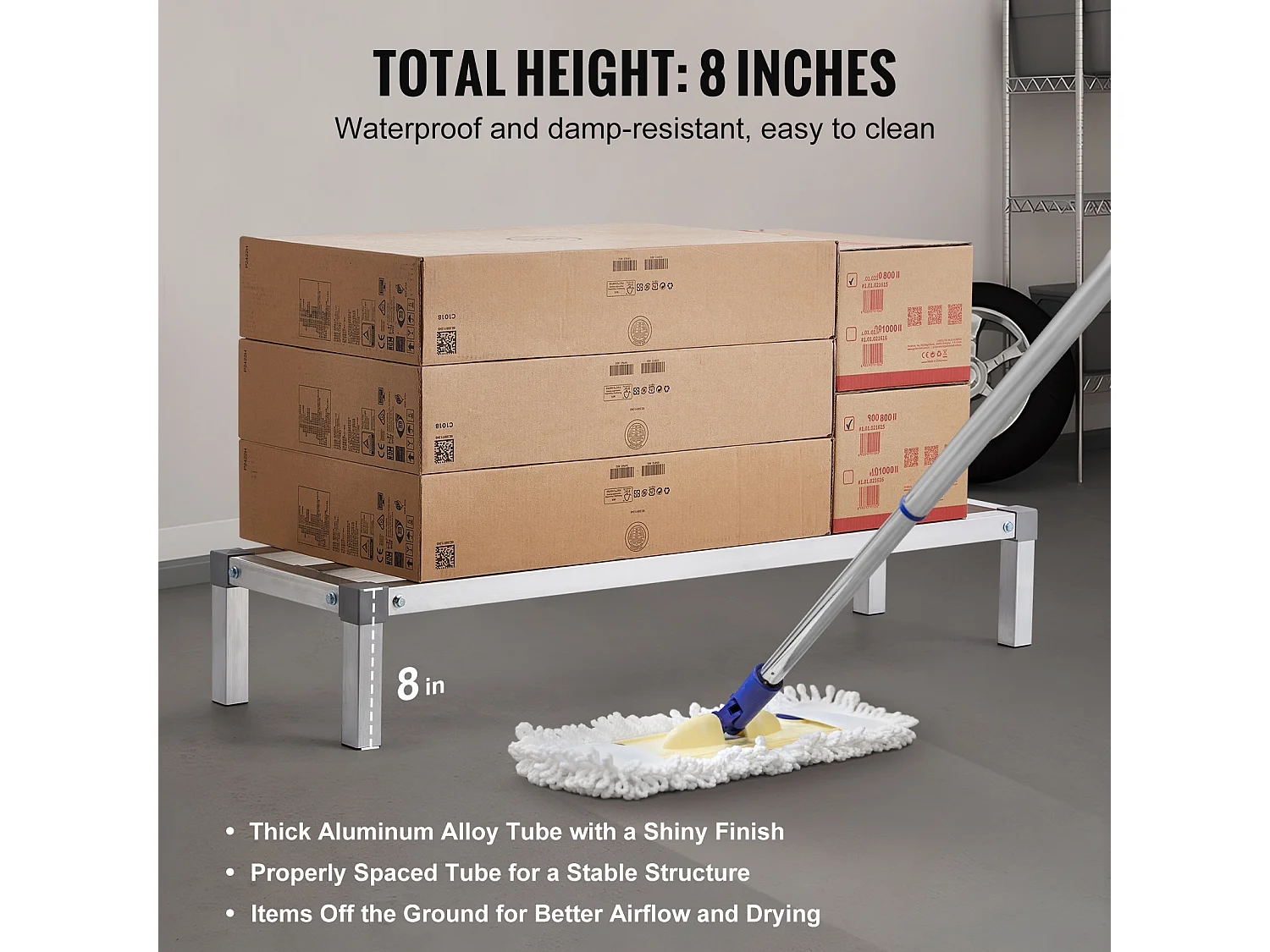 Support SucceBuy Rack de Calage en Aluminium Robuste 122 cm x 36 cm x 20 cm, Capacité de Charge Exceptionnelle de 454 kg - pour le Stockage et le Séchage