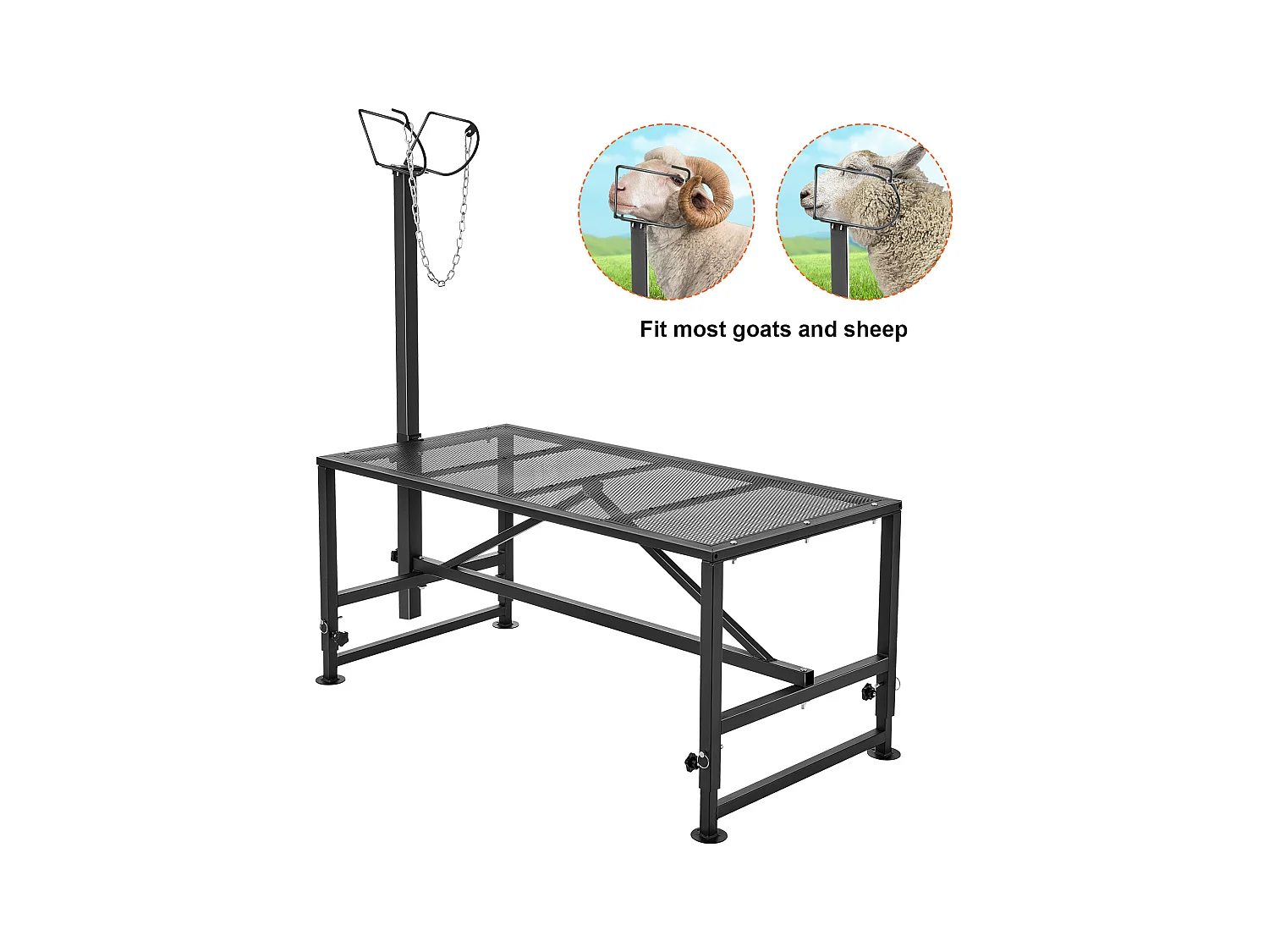 Support l'Élagage des Chèvres SucceBuy, Hauteur 53,3 - 83,8 cm, 129,5 x 58,4 cm, Plateau de Table Noir