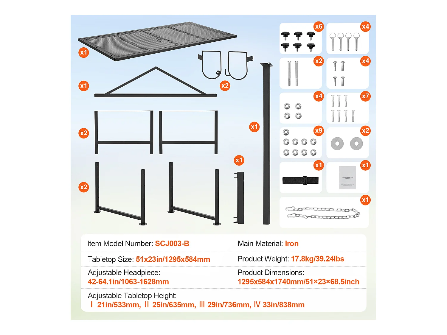 Support l'Élagage des Chèvres SucceBuy, Hauteur 53,3 - 83,8 cm, 129,5 x 58,4 cm, Plateau de Table Noir